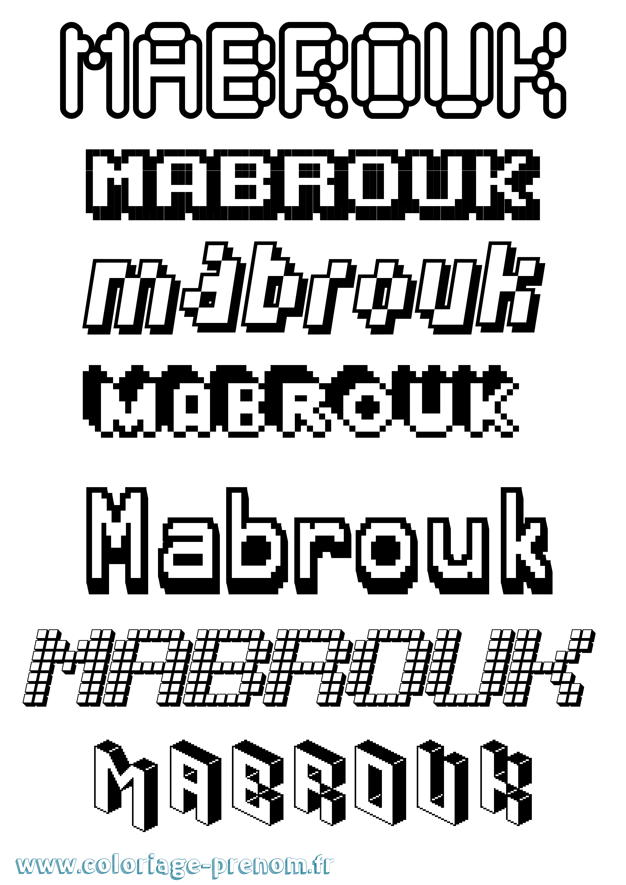 Coloriage Mabrouk Pixel Coloriage prénom Mabrouk Pixel