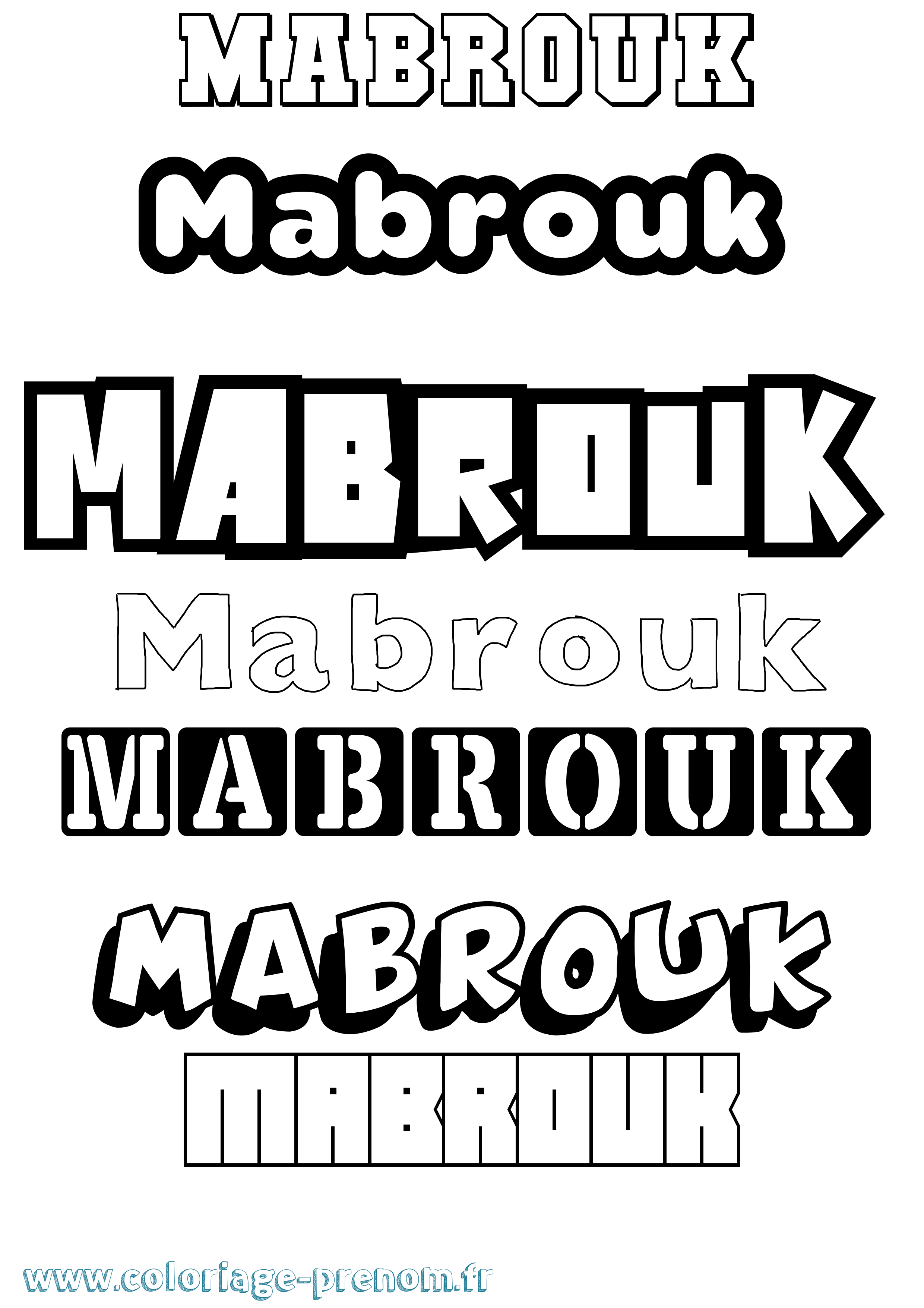 Coloriage Mabrouk Simple Coloriage prénom Mabrouk Simple