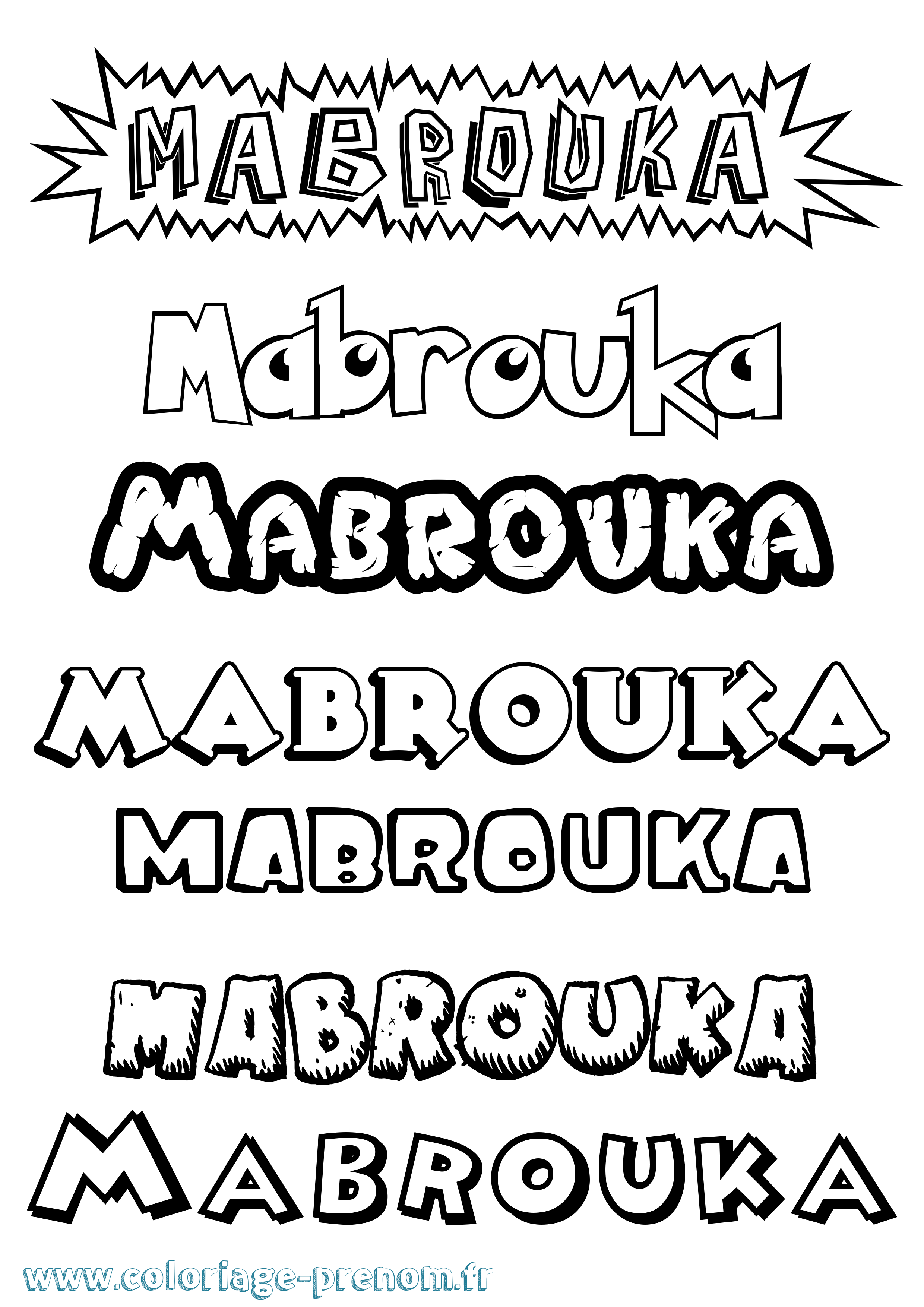 Coloriage Mabrouka Dessin Animé Coloriage prénom Mabrouka Dessin Animé