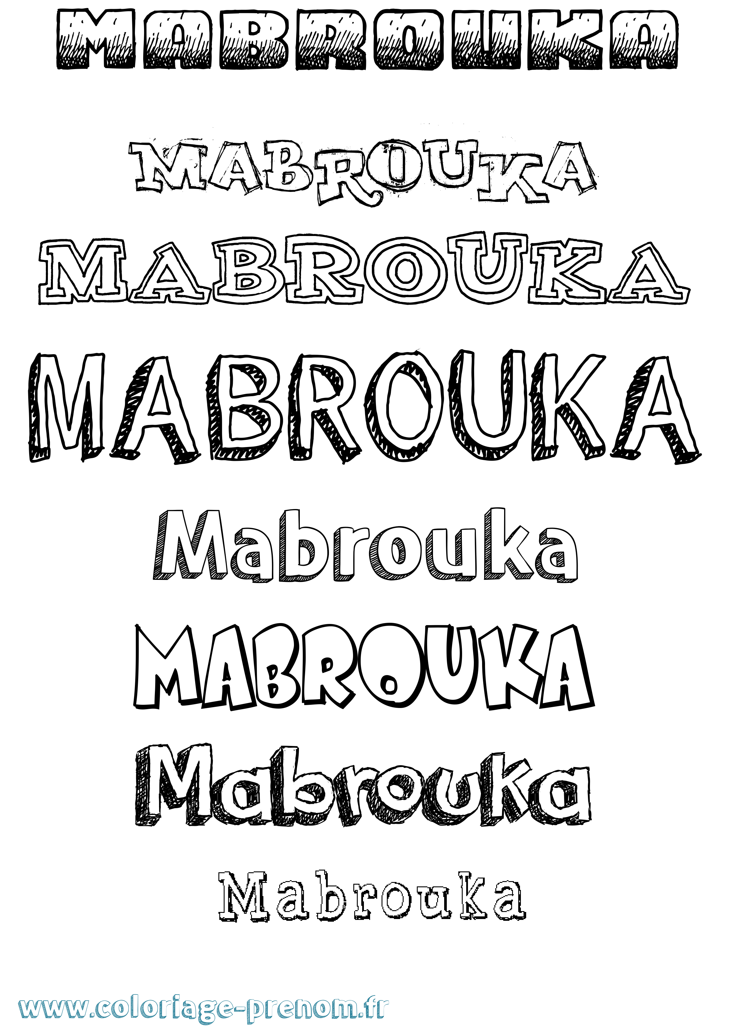 Coloriage prénom Mabrouka Dessiné