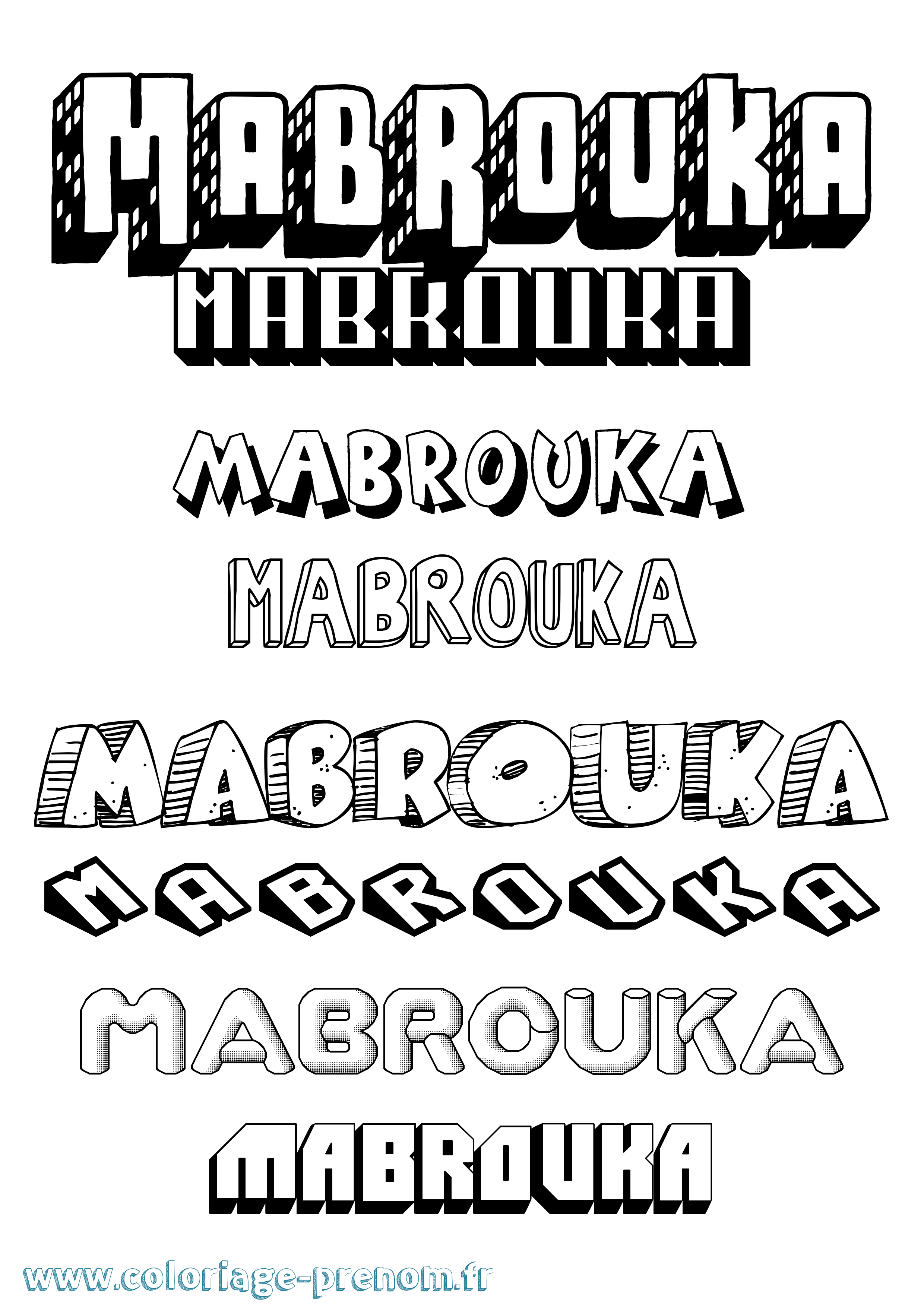Coloriage Mabrouka Effet 3D Coloriage prénom Mabrouka Effet 3D