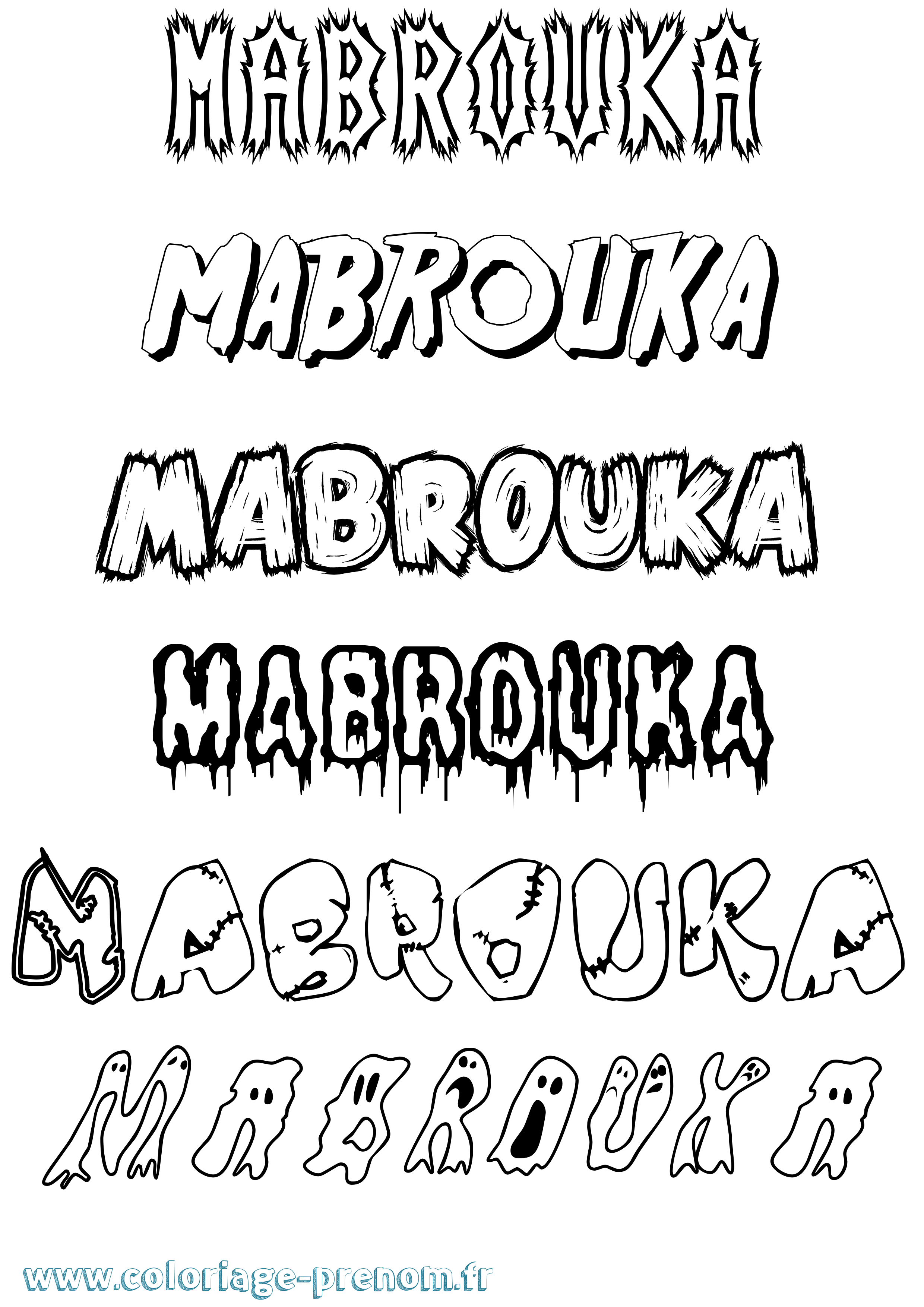 Coloriage Mabrouka Frisson Coloriage prénom Mabrouka Frisson