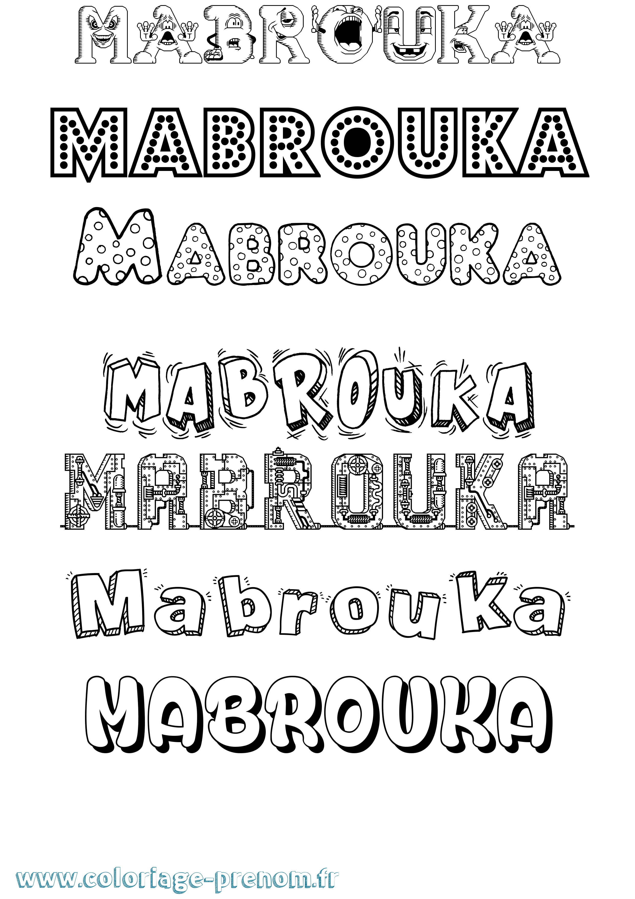 Coloriage prénom Mabrouka Fun