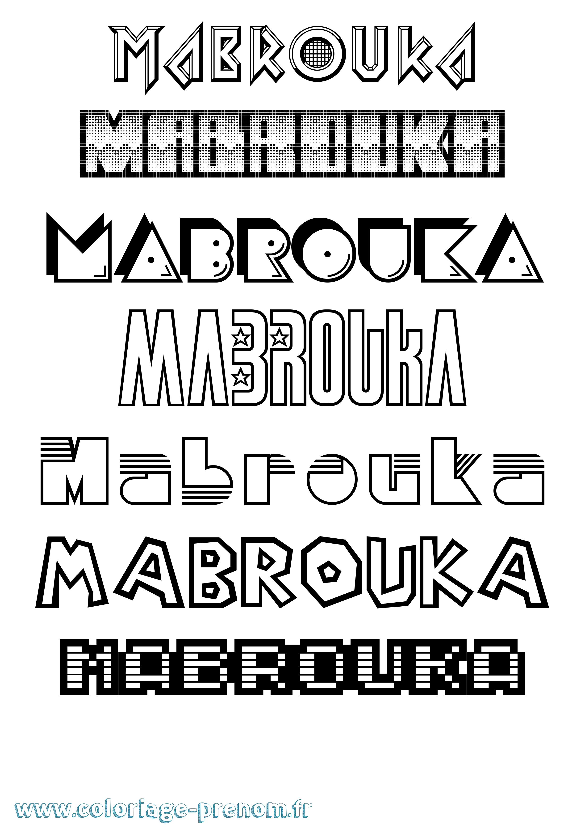 Coloriage prénom Mabrouka Jeux Vidéos