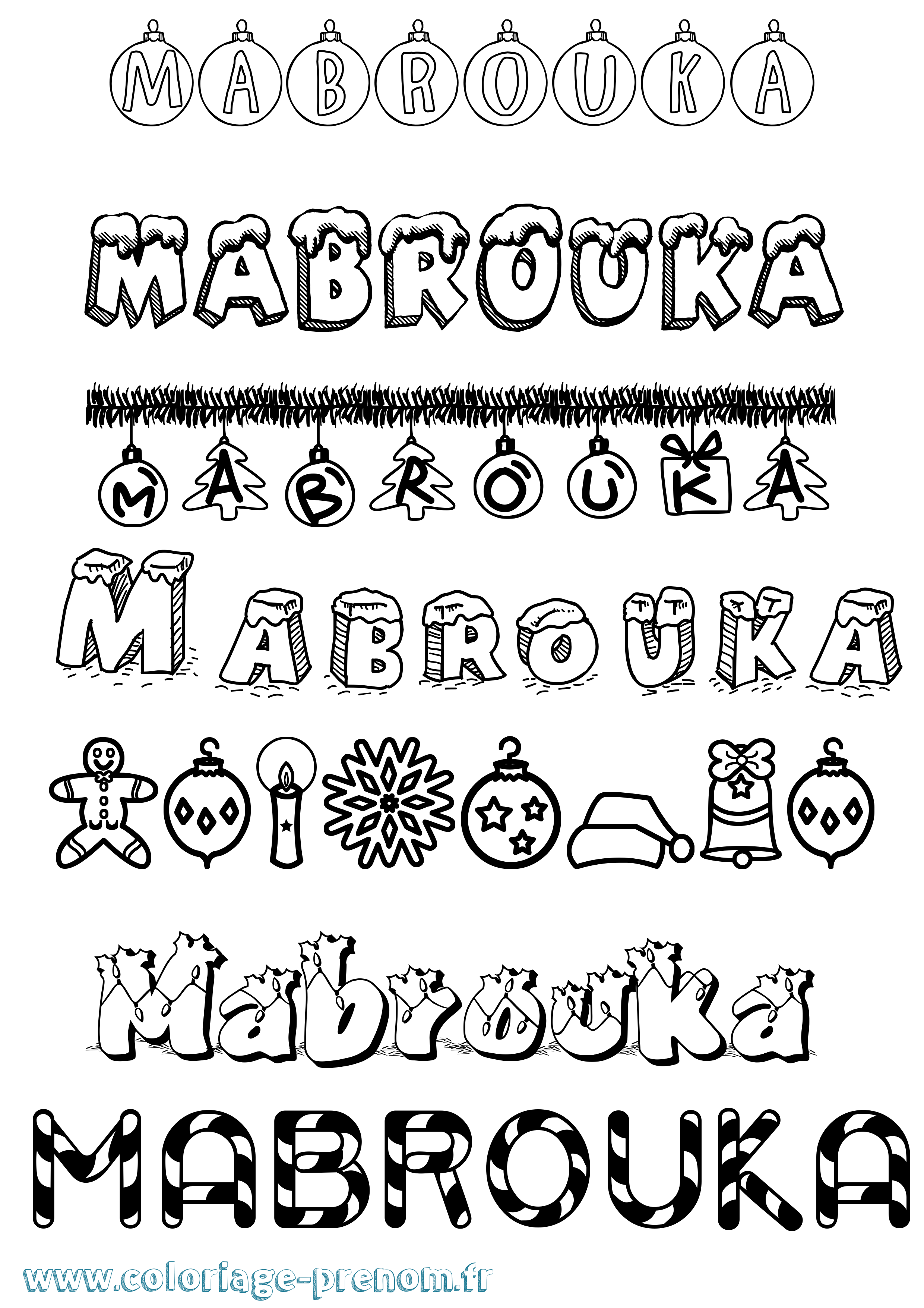 Coloriage Mabrouka Noël Coloriage prénom Mabrouka Noël