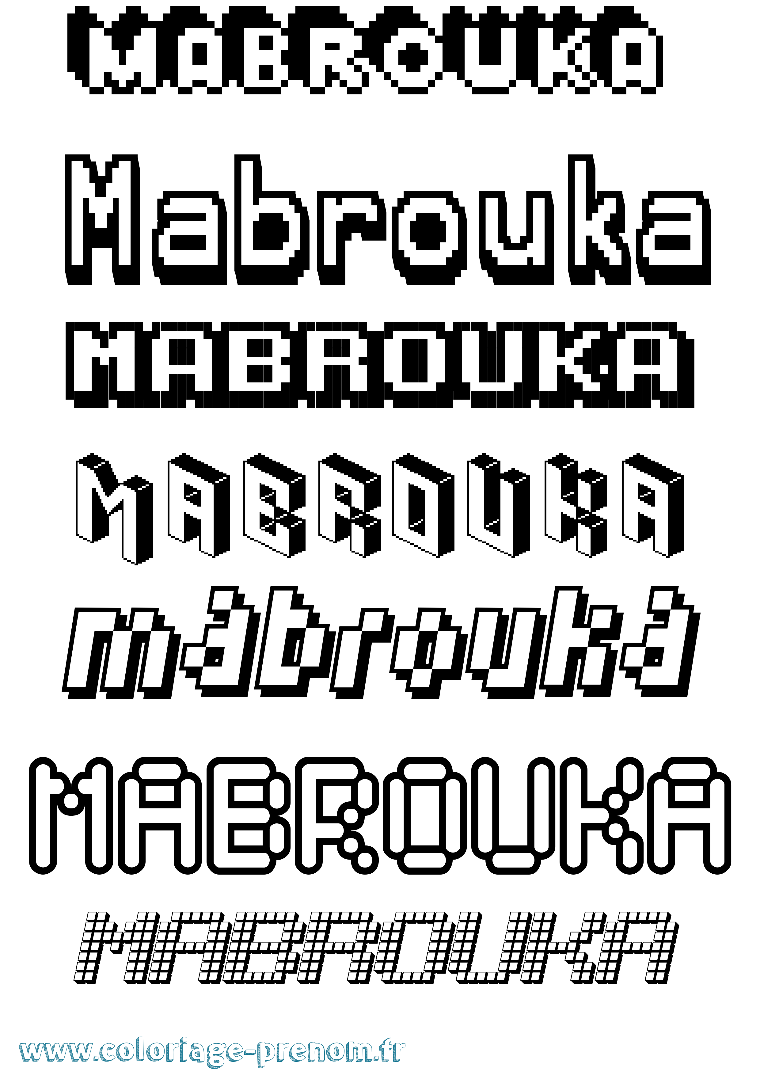 Coloriage Mabrouka Pixel Coloriage prénom Mabrouka Pixel