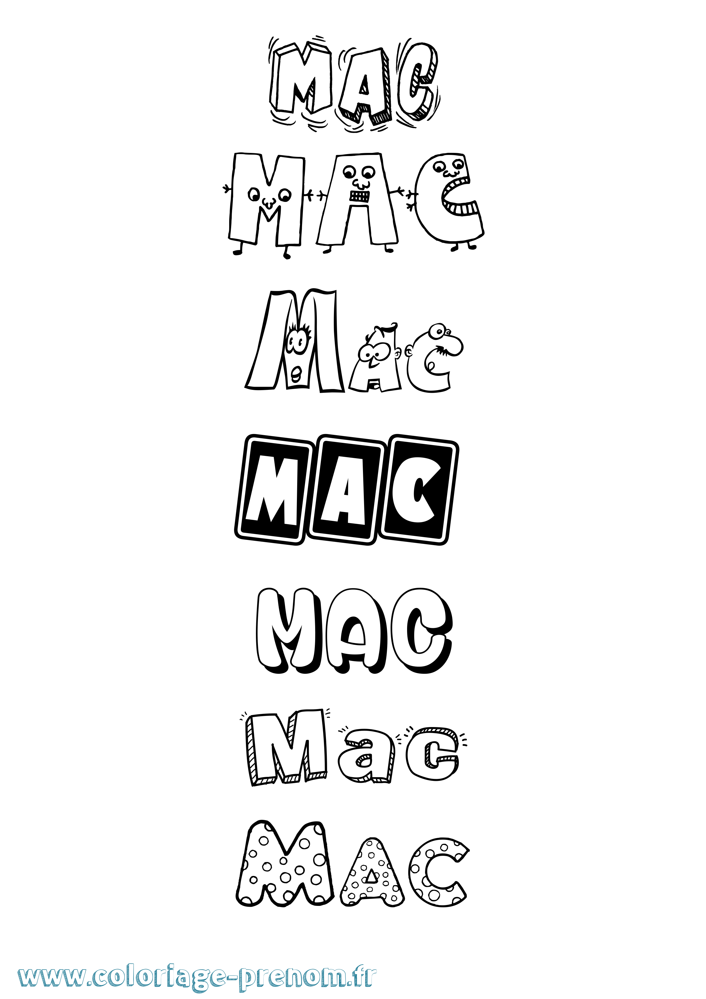 Coloriage prénom Mac Fun