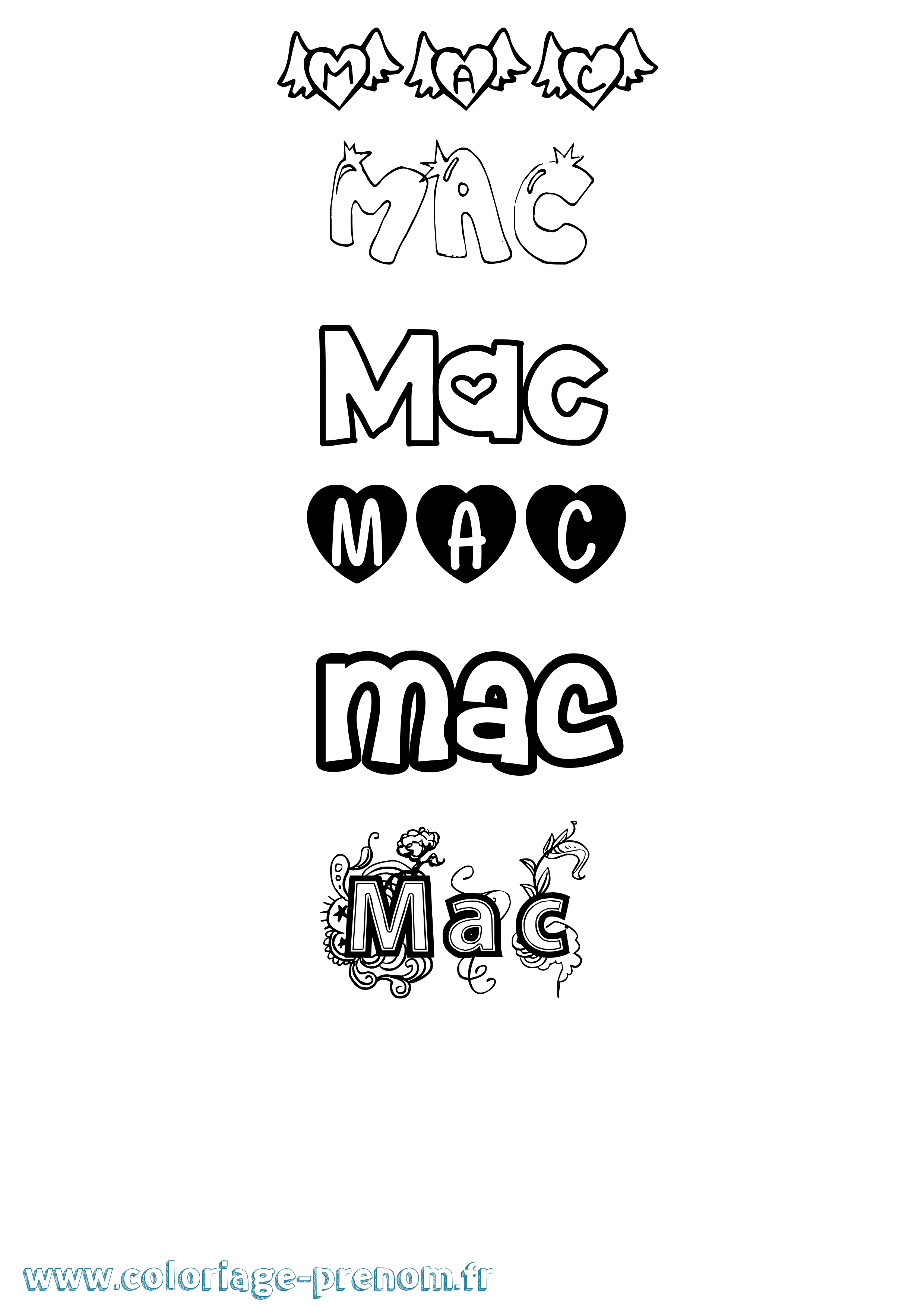 Coloriage prénom Mac Girly