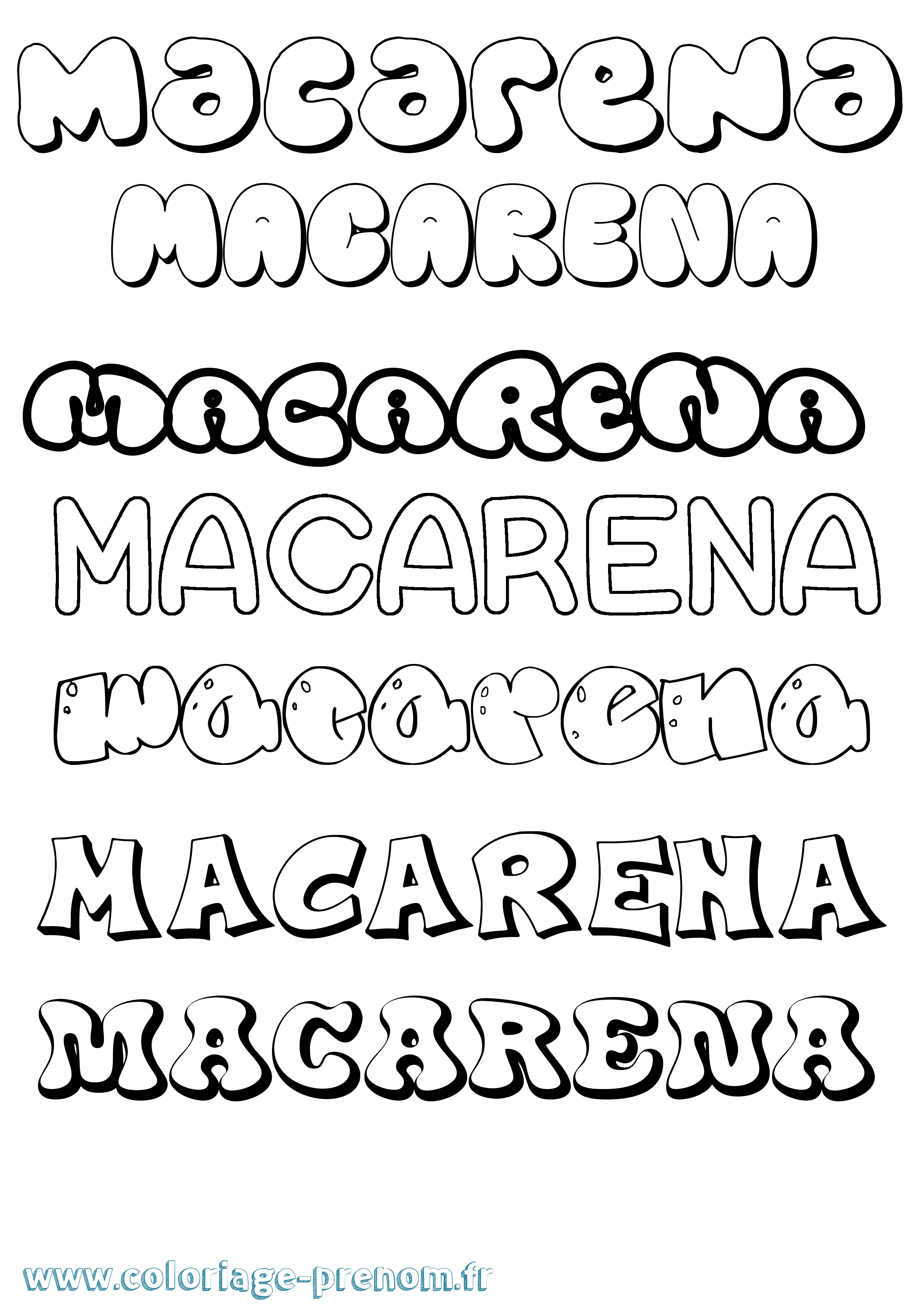 Coloriage prénom Macarena Bubble