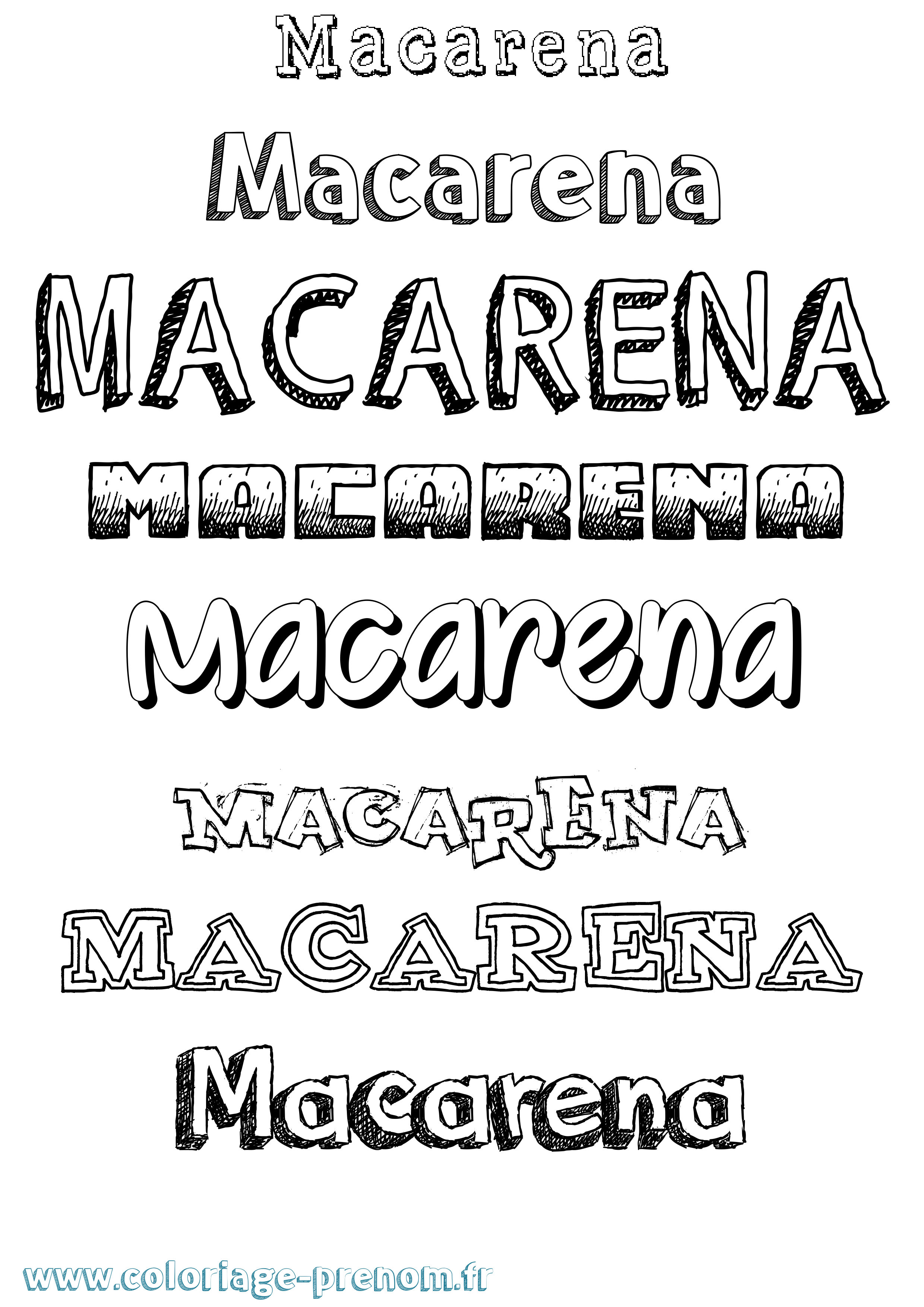 Coloriage prénom Macarena Dessiné