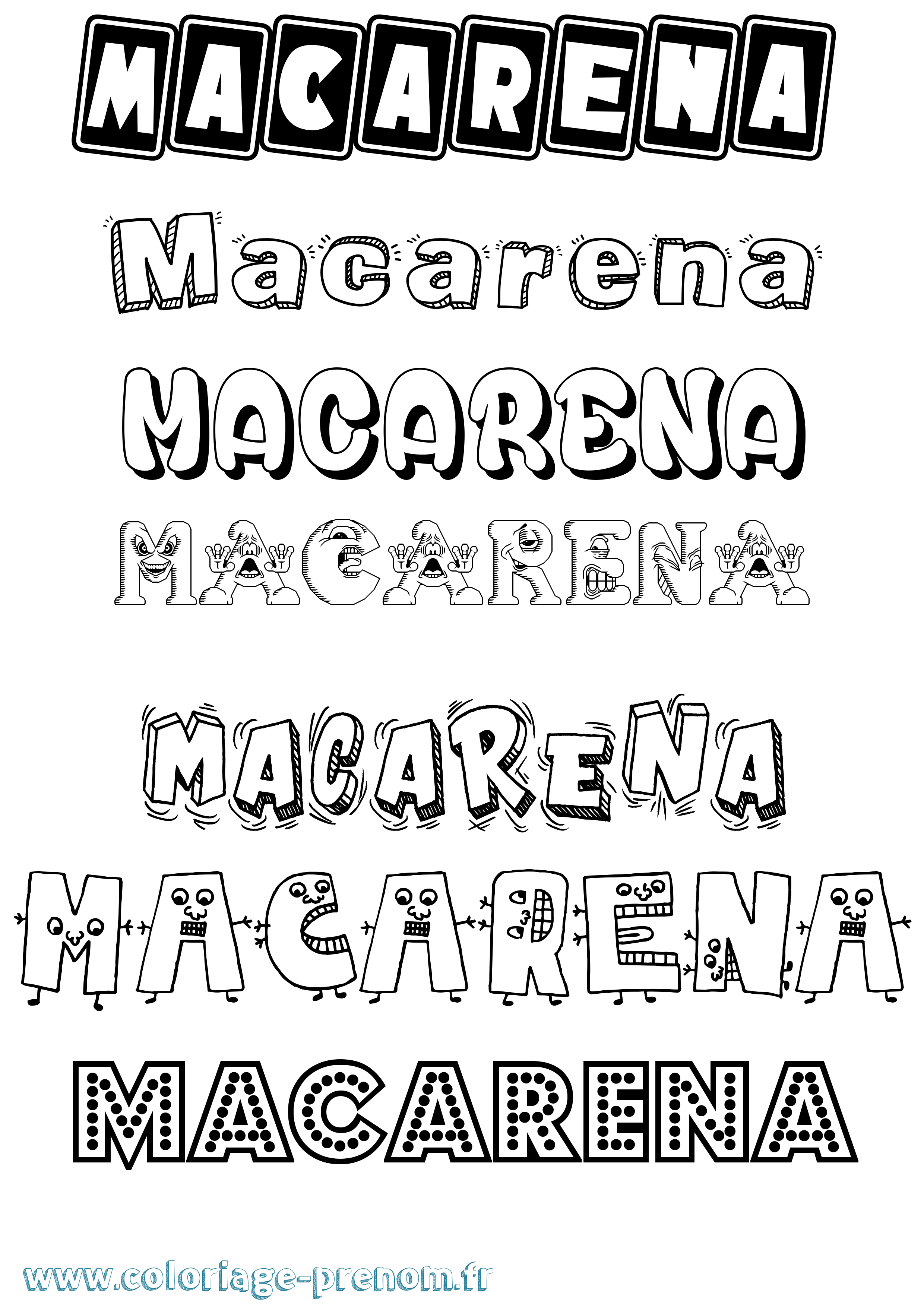 Coloriage prénom Macarena Fun