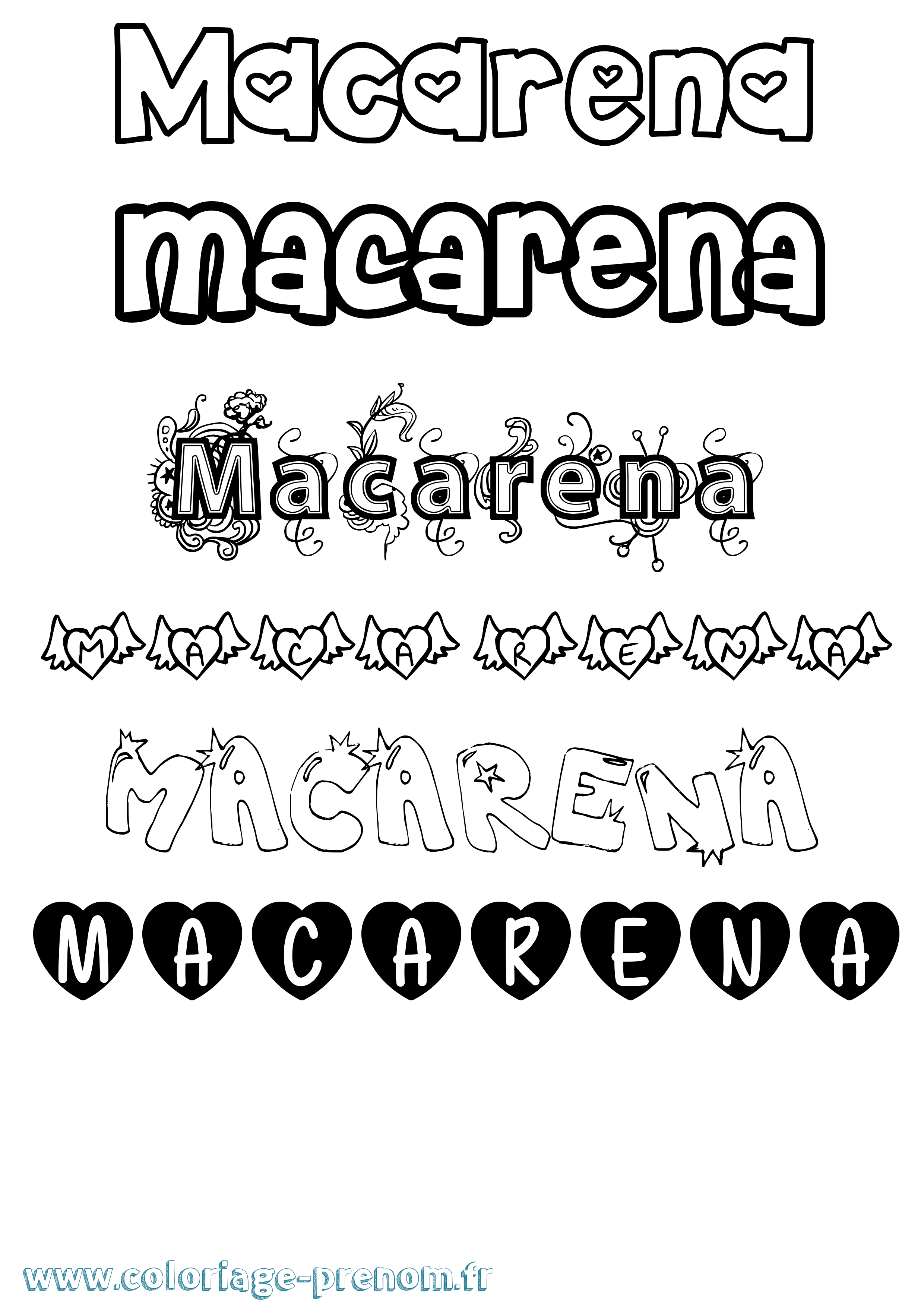 Coloriage prénom Macarena Girly