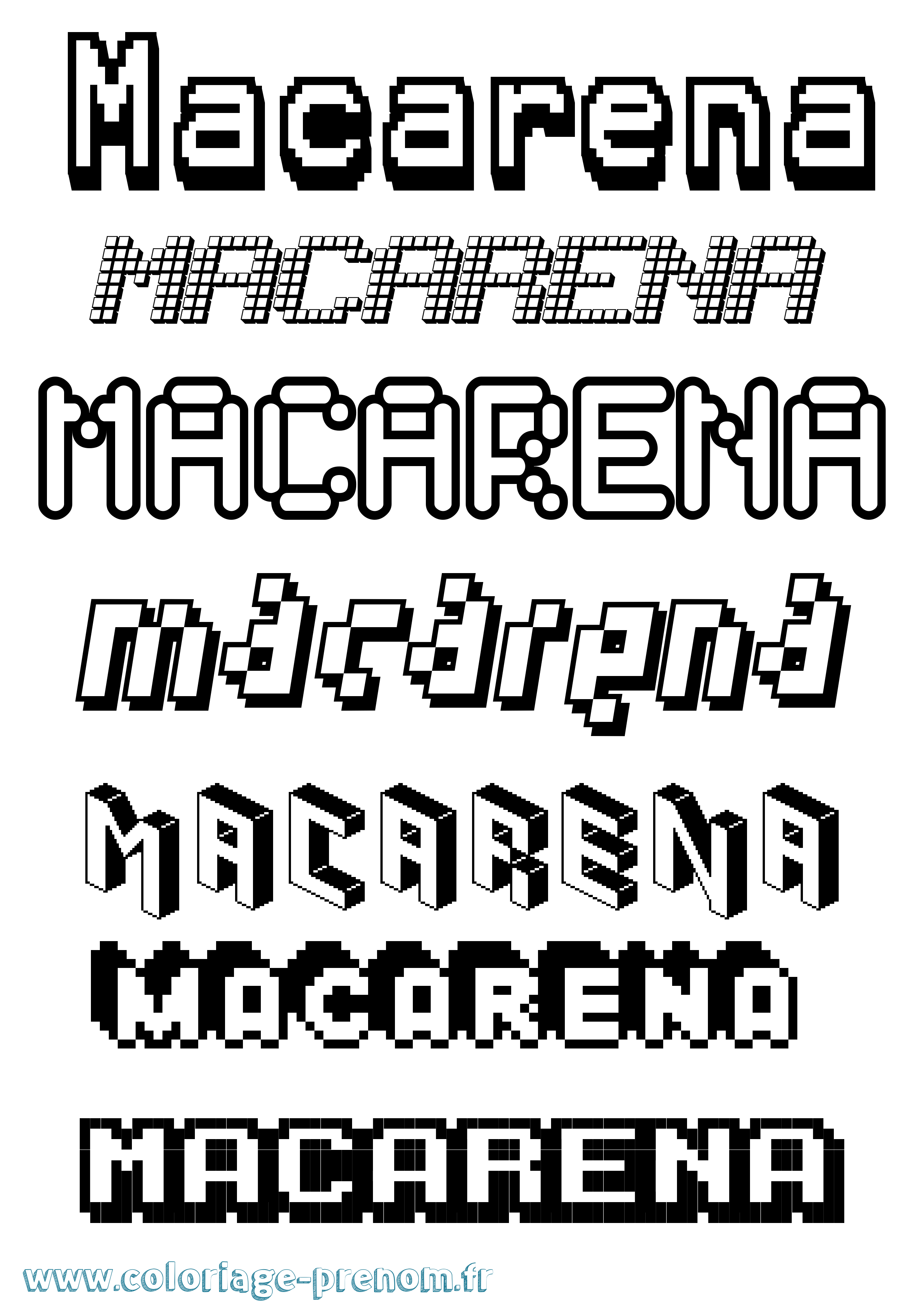 Coloriage prénom Macarena Pixel