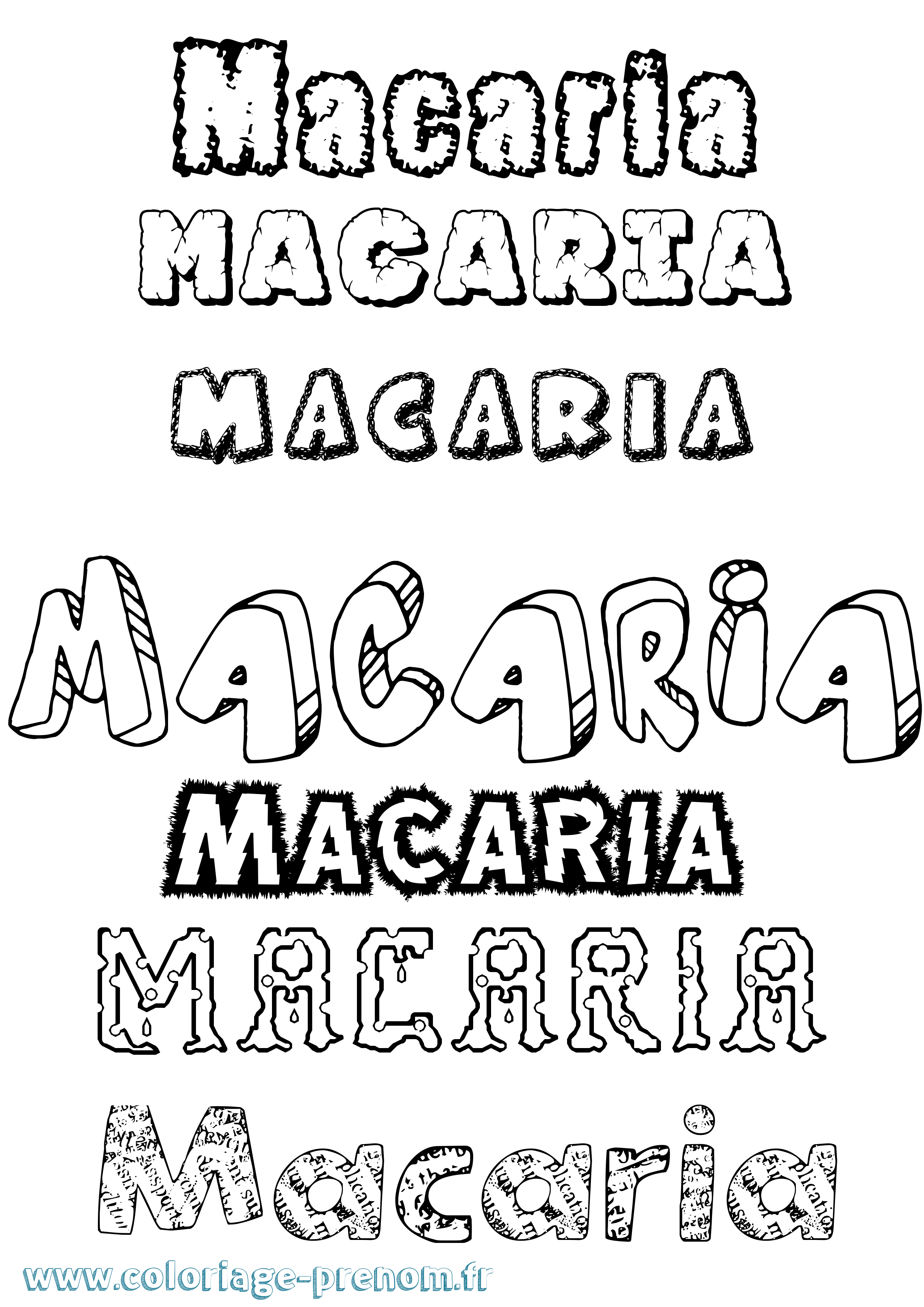 Coloriage prénom Macaria Destructuré