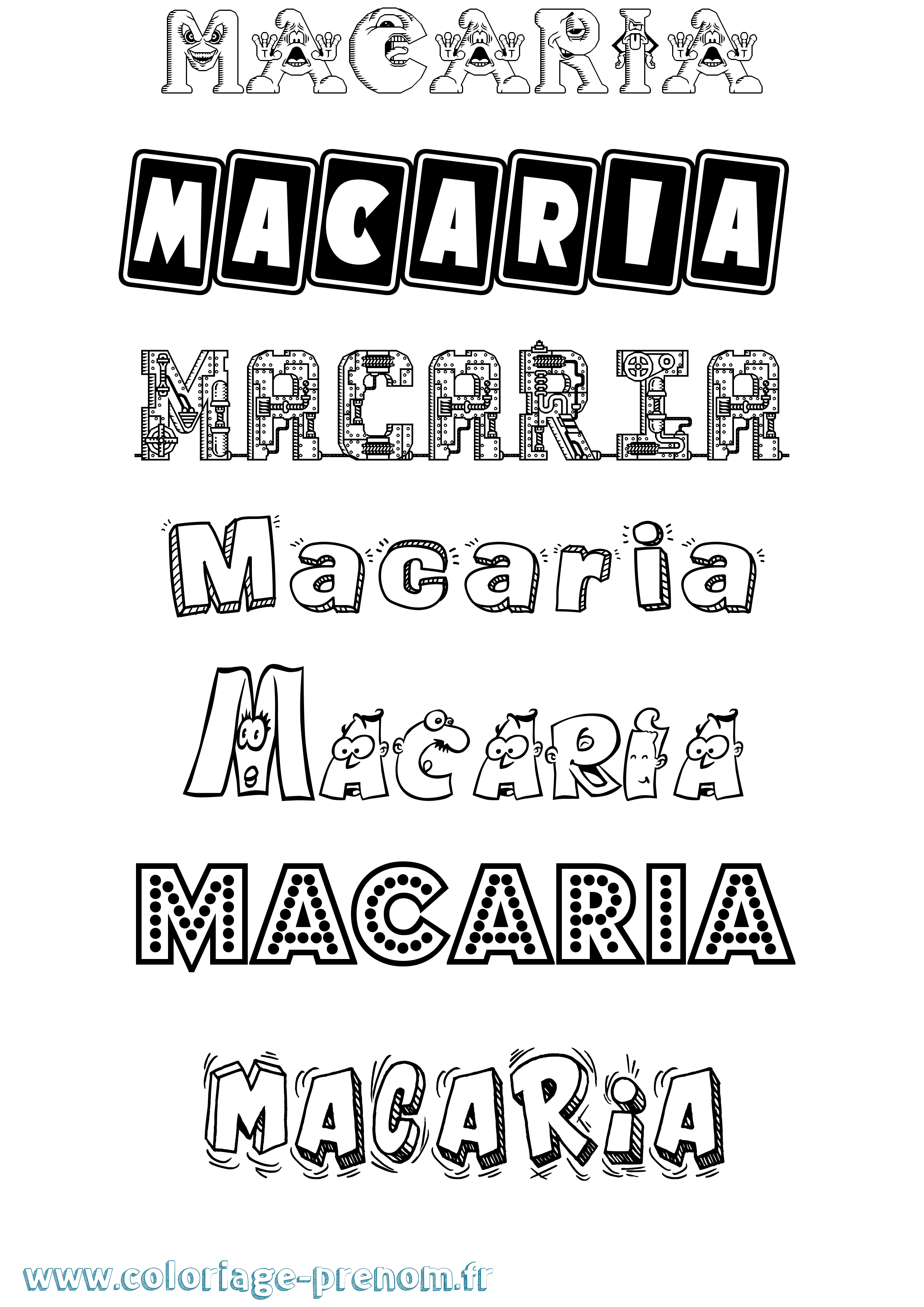 Coloriage prénom Macaria Fun