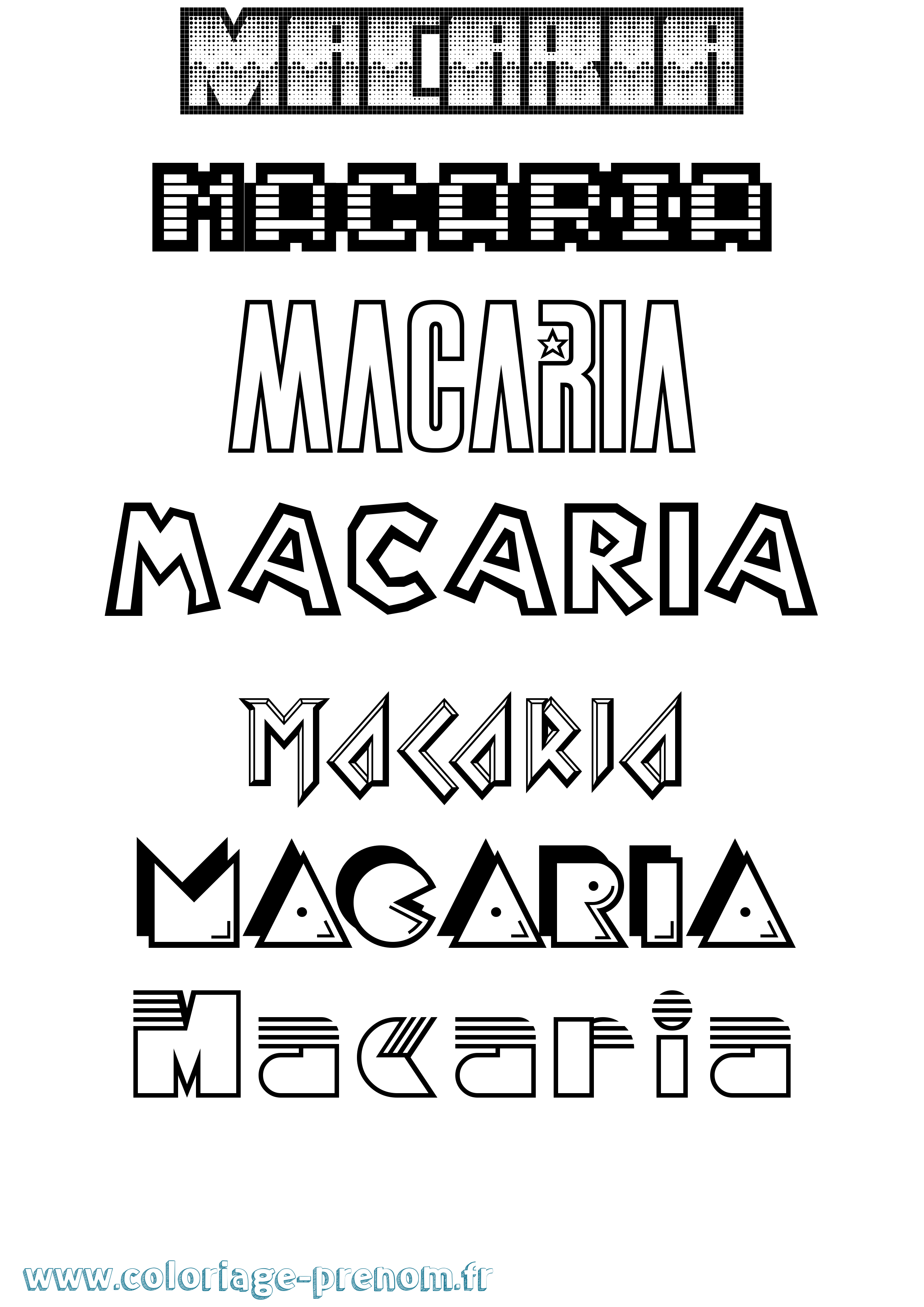 Coloriage prénom Macaria Jeux Vidéos