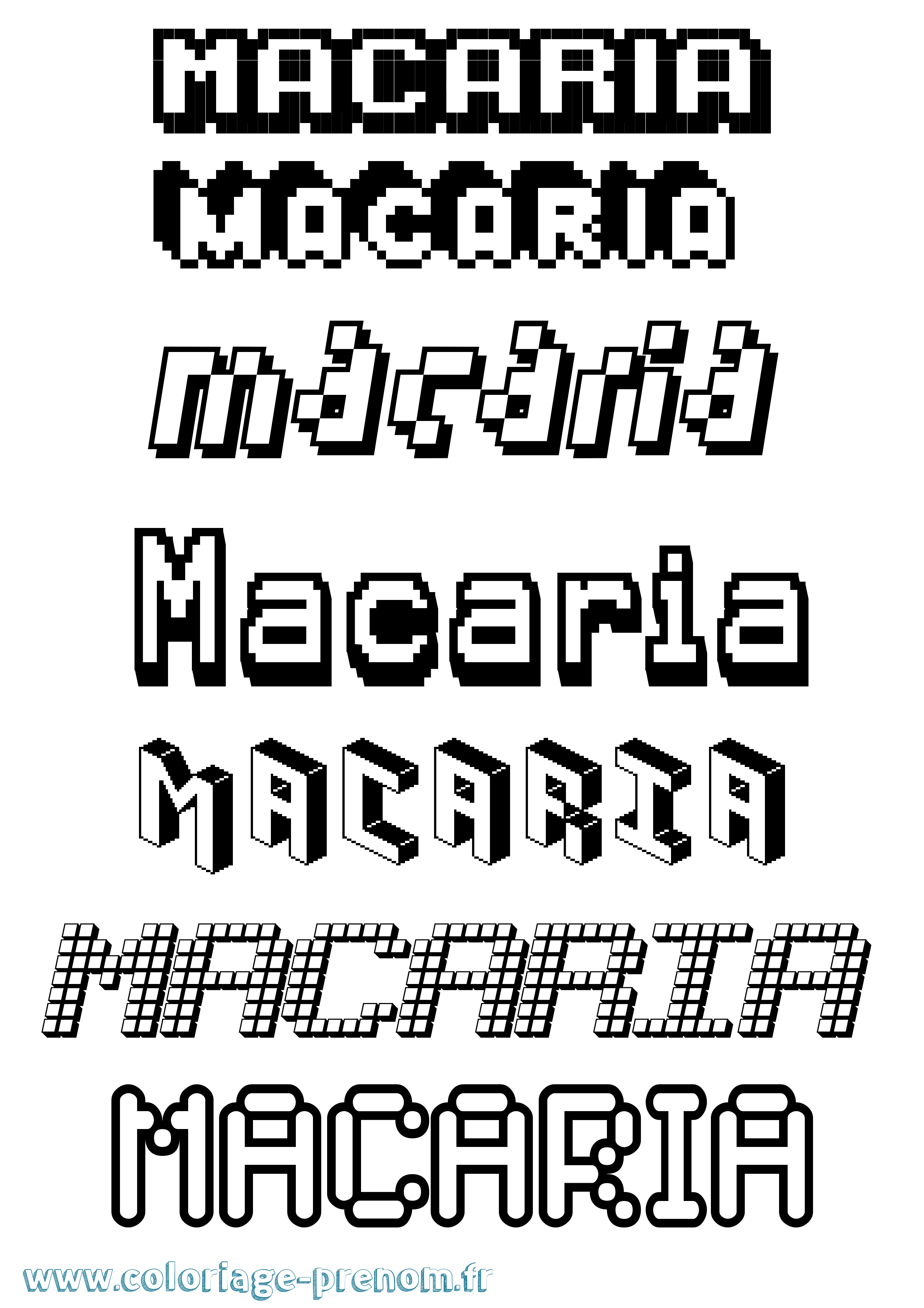 Coloriage prénom Macaria Pixel