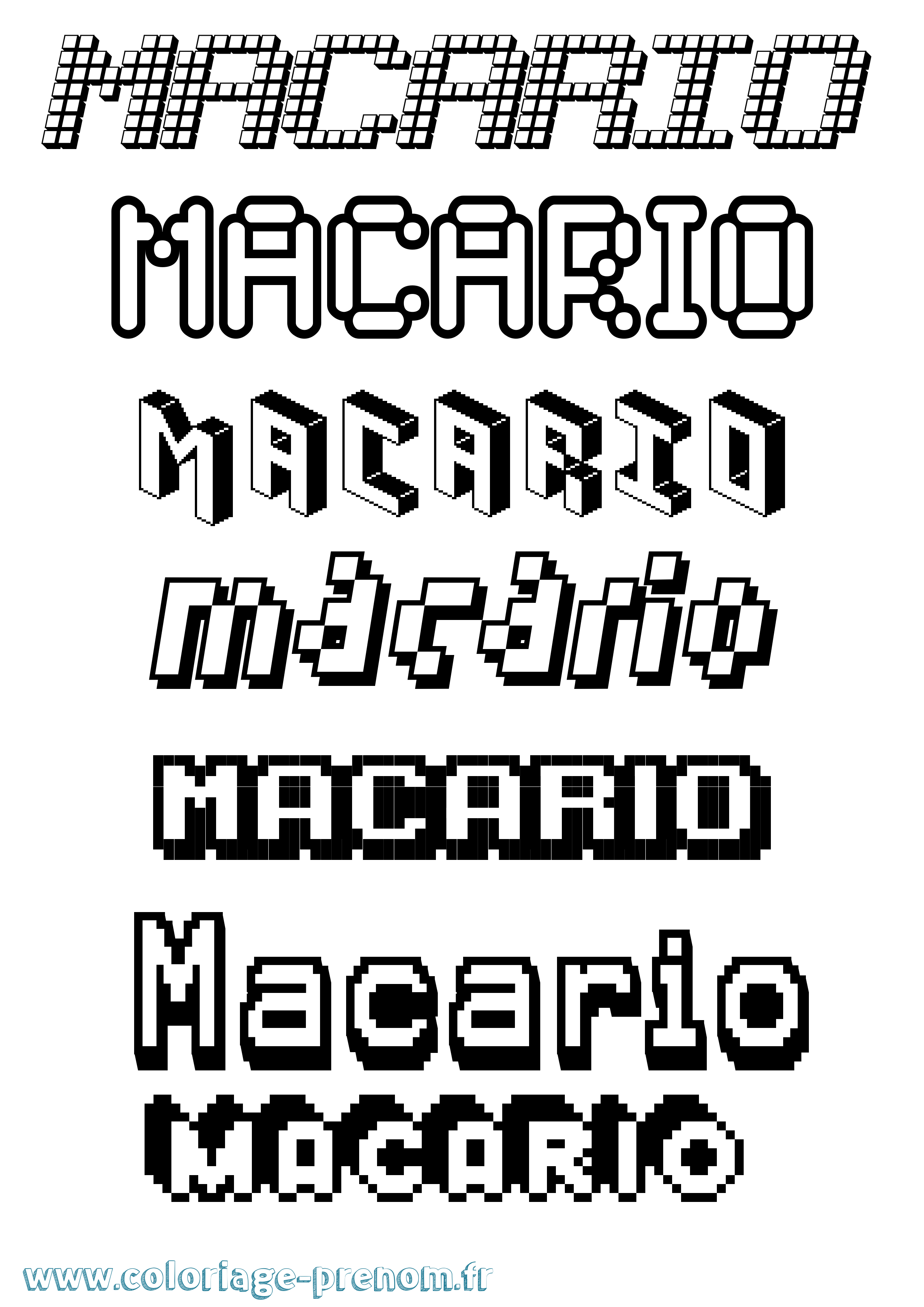 Coloriage prénom Macario Pixel