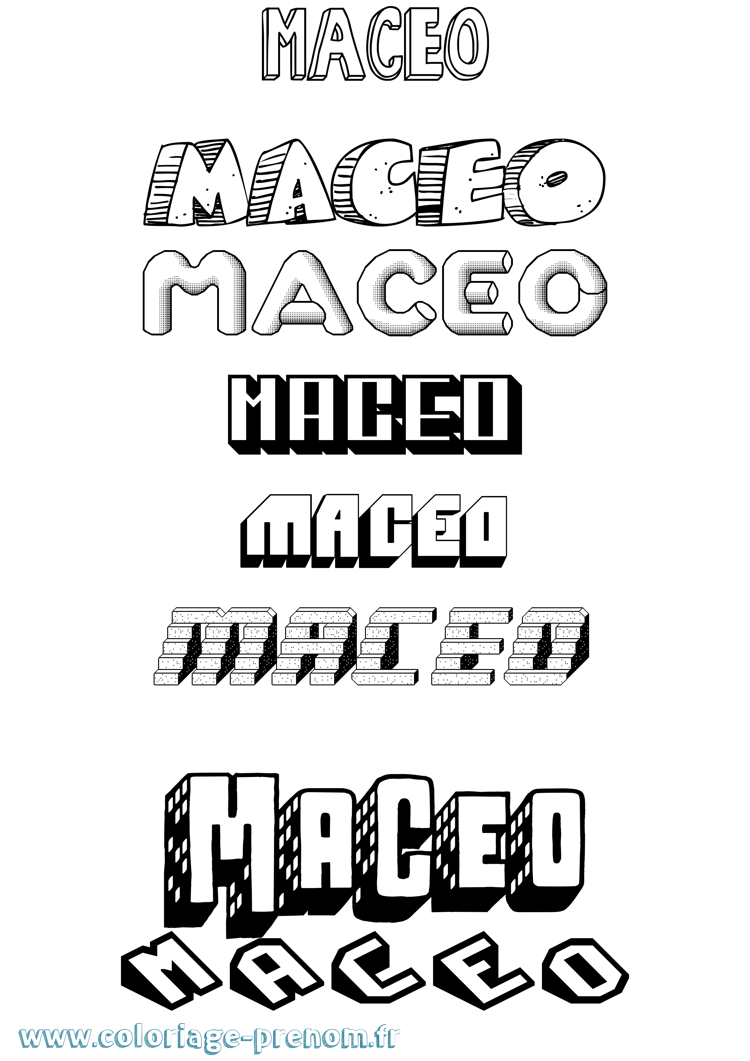 Coloriage Maceo Effet 3D Coloriage prénom Maceo Effet 3D