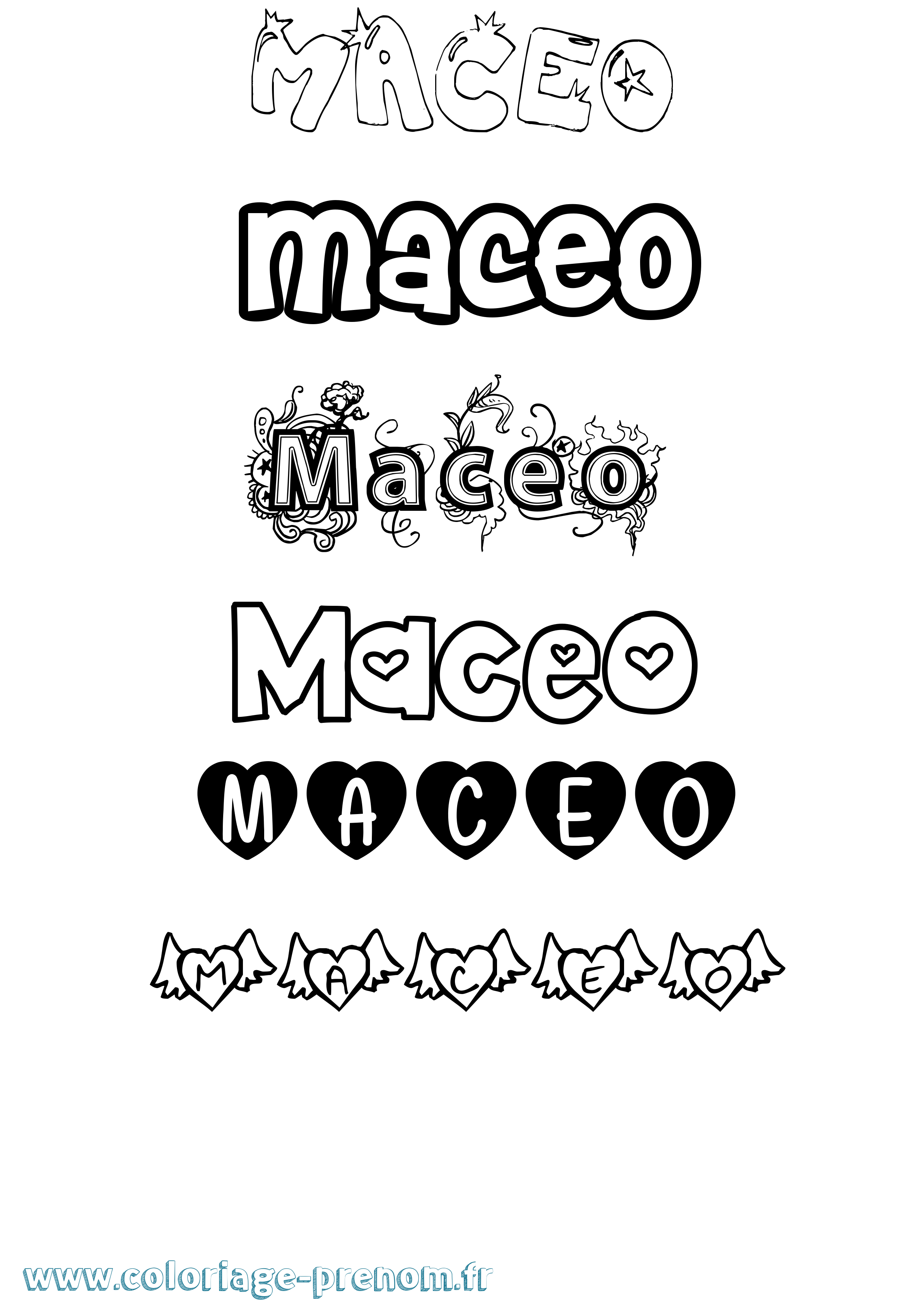 Coloriage Maceo Girly Coloriage prénom Maceo Girly