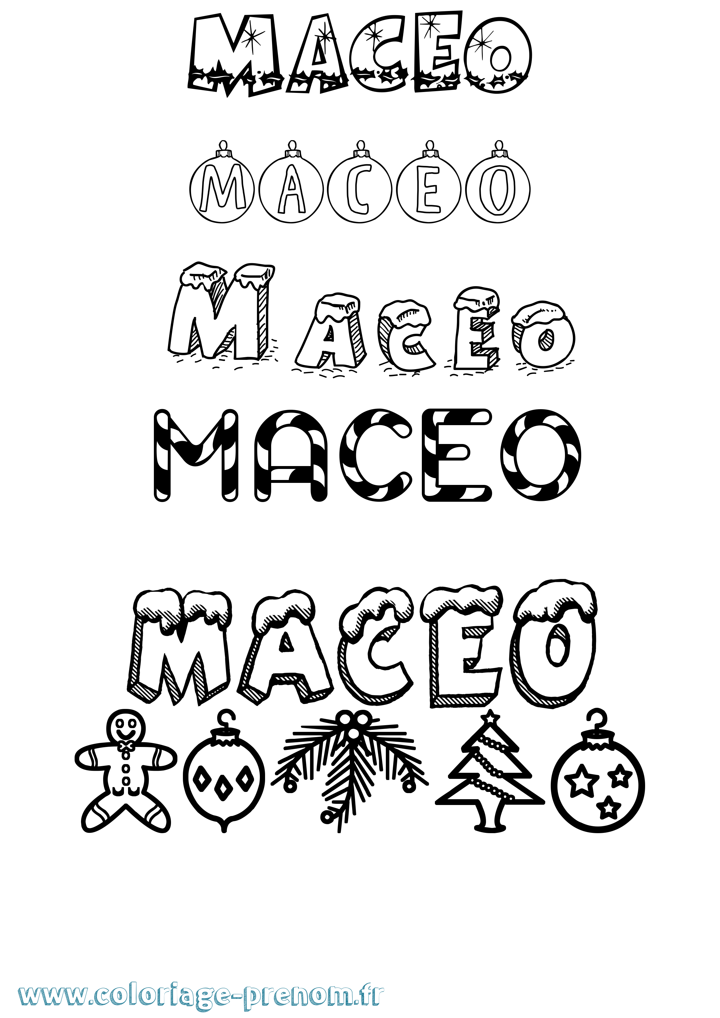 Coloriage Maceo Noël Coloriage prénom Maceo Noël