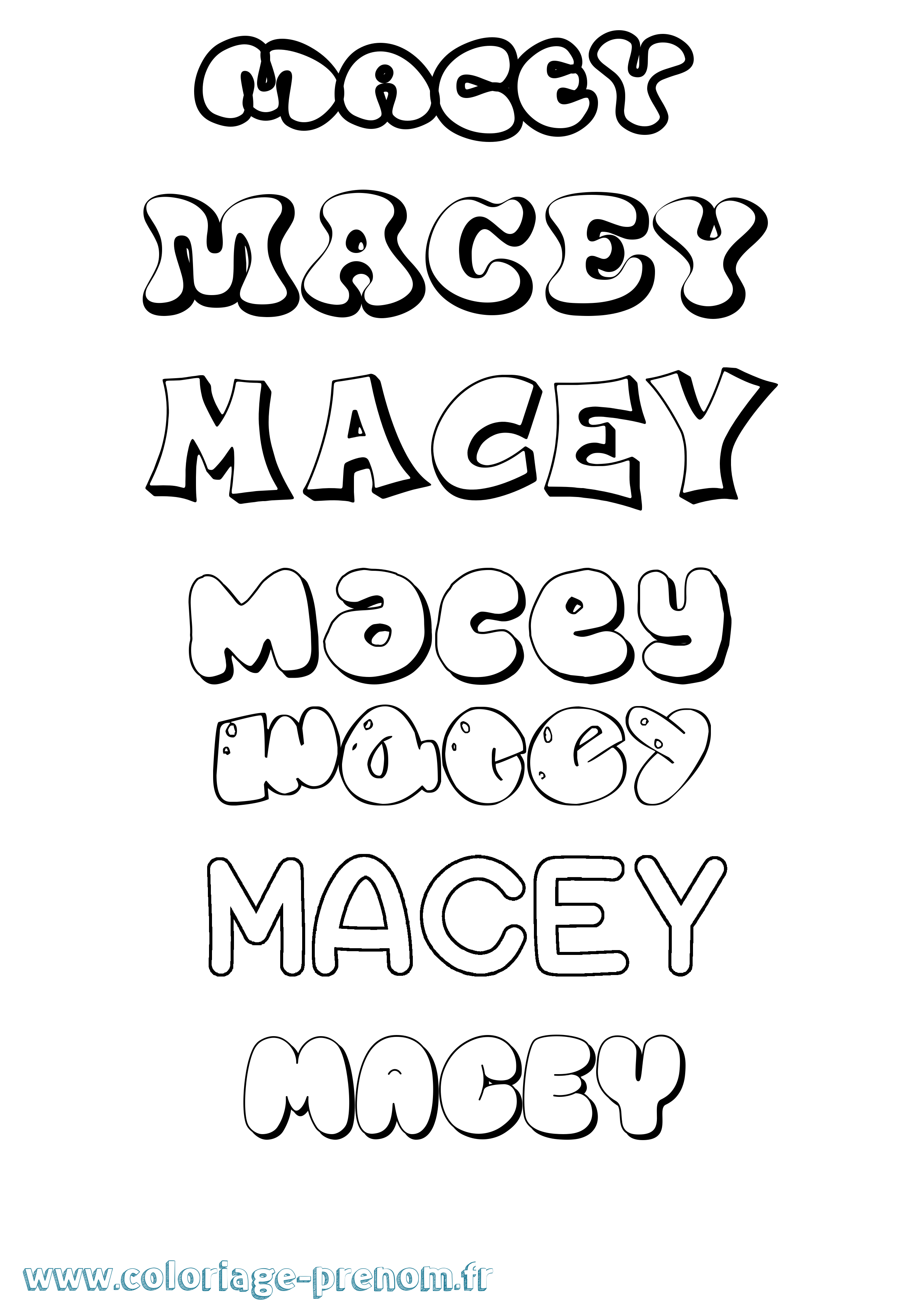 Coloriage prénom Macey Bubble