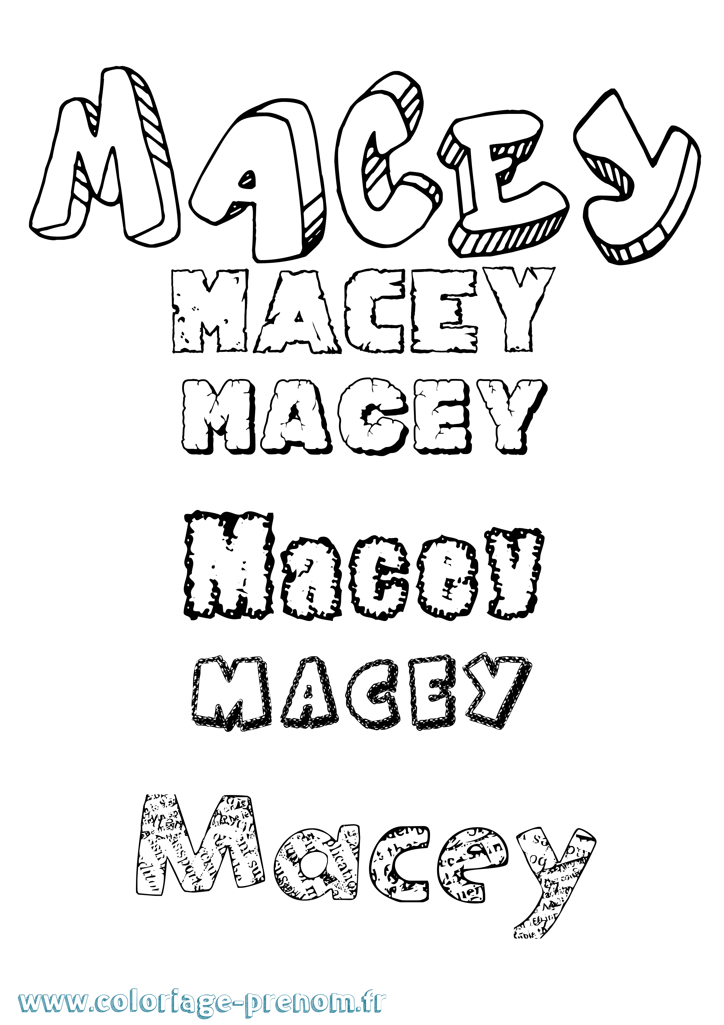Coloriage prénom Macey Destructuré