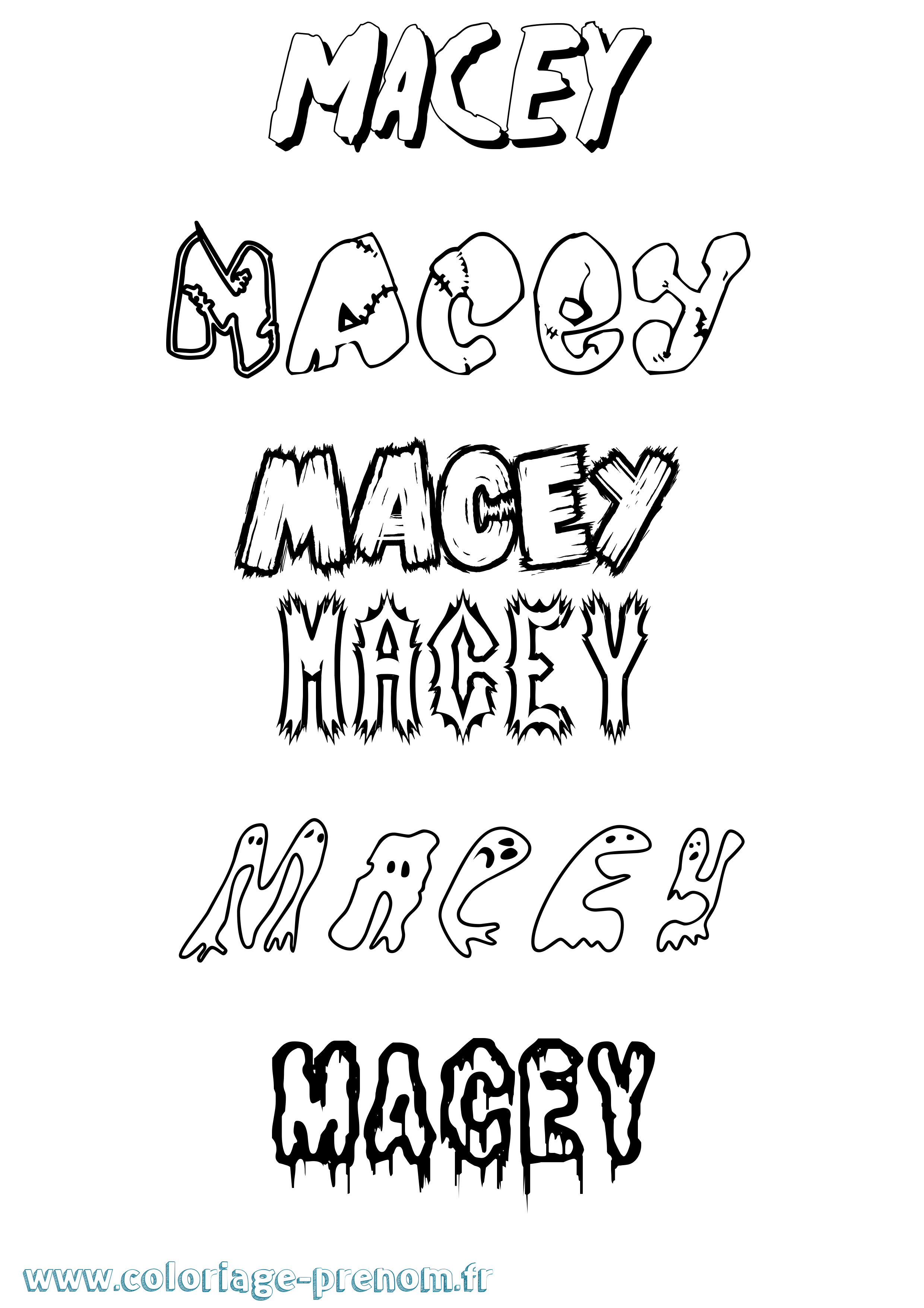 Coloriage prénom Macey Frisson