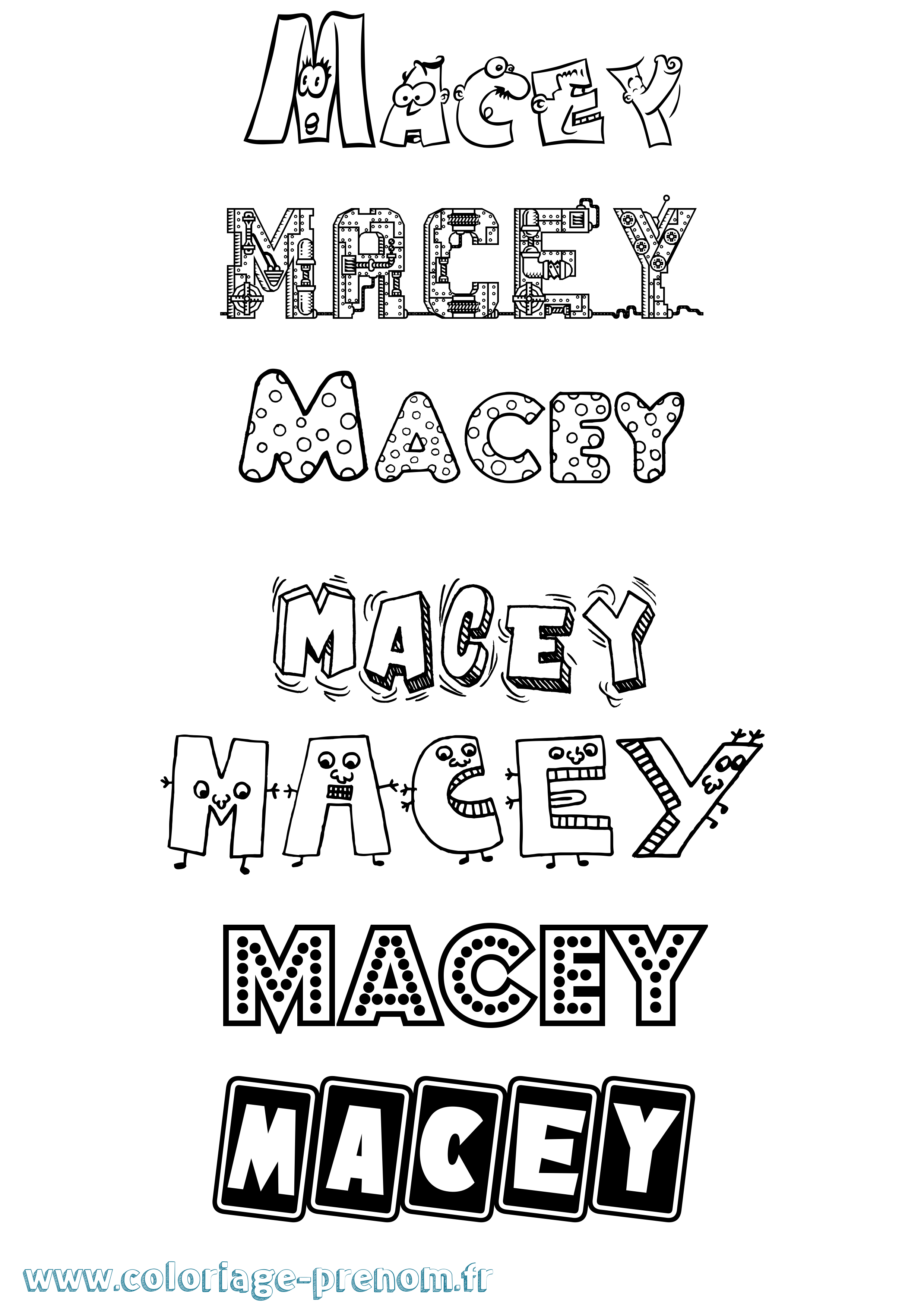 Coloriage prénom Macey Fun