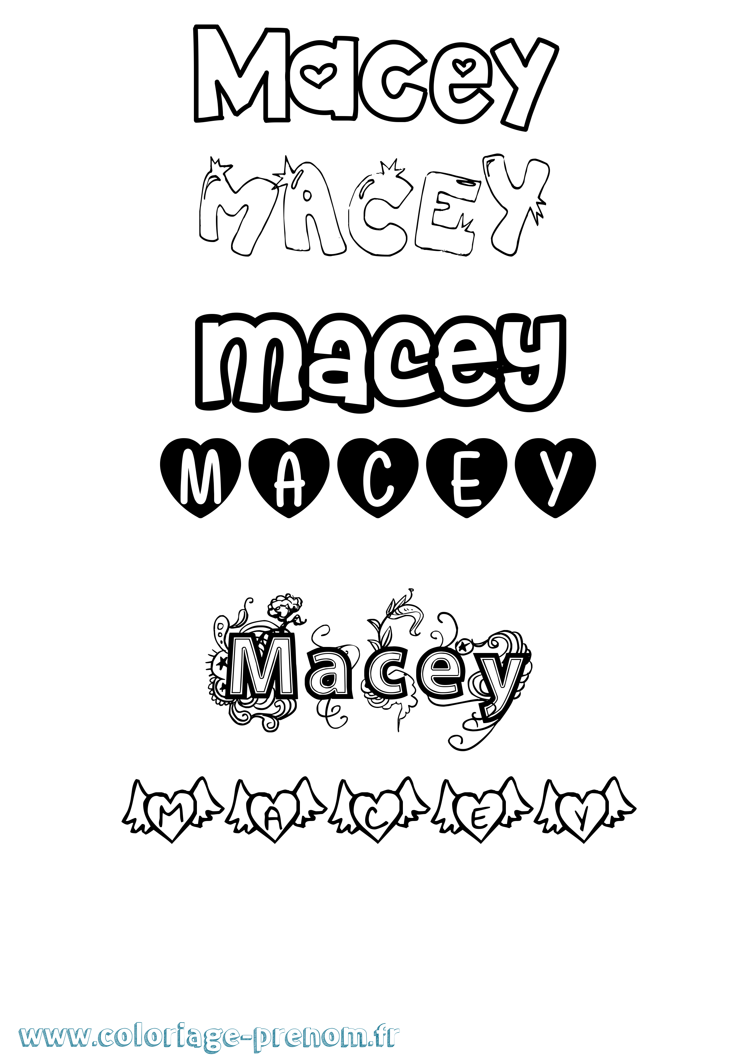 Coloriage prénom Macey Girly