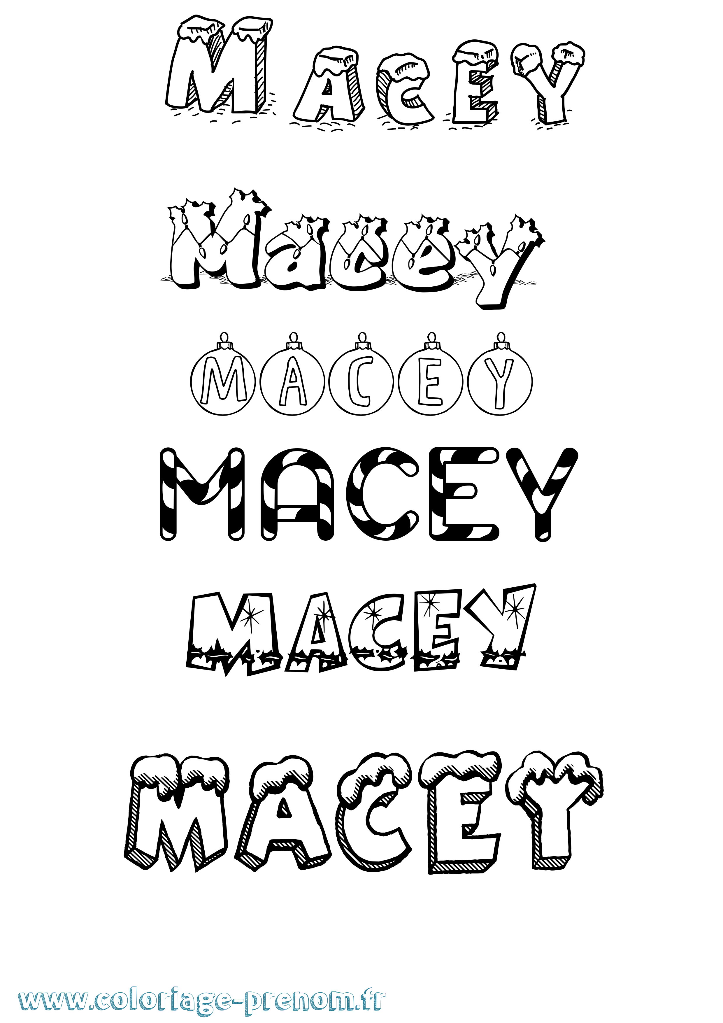 Coloriage prénom Macey Noël