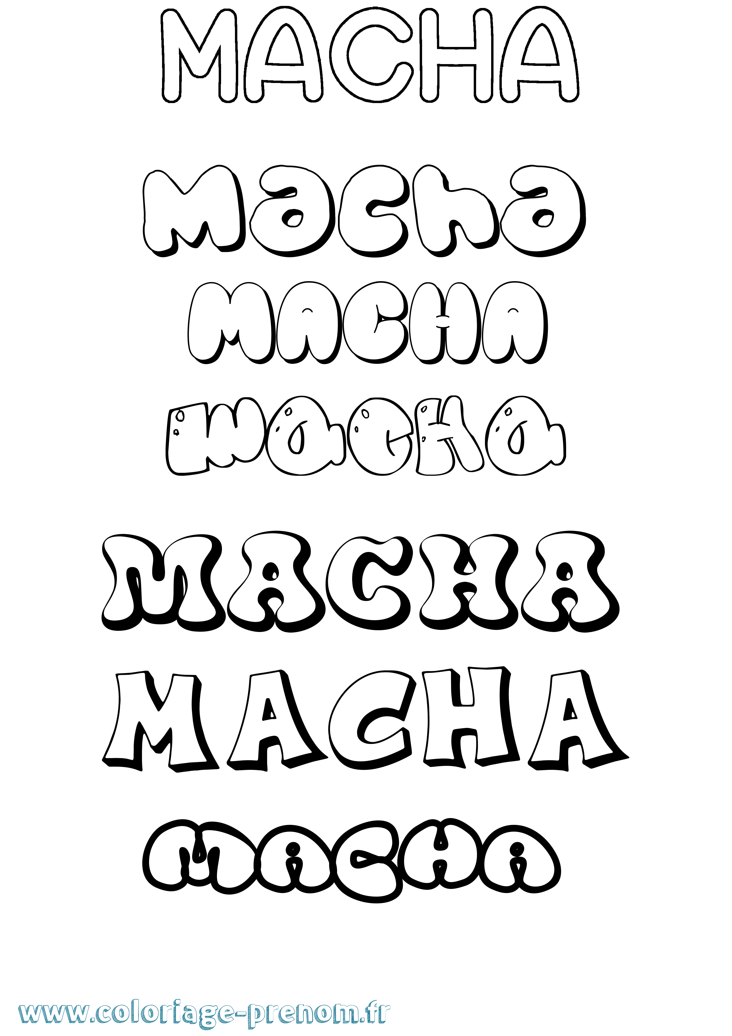 Coloriage Macha Bubble Coloriage prénom Macha Bubble
