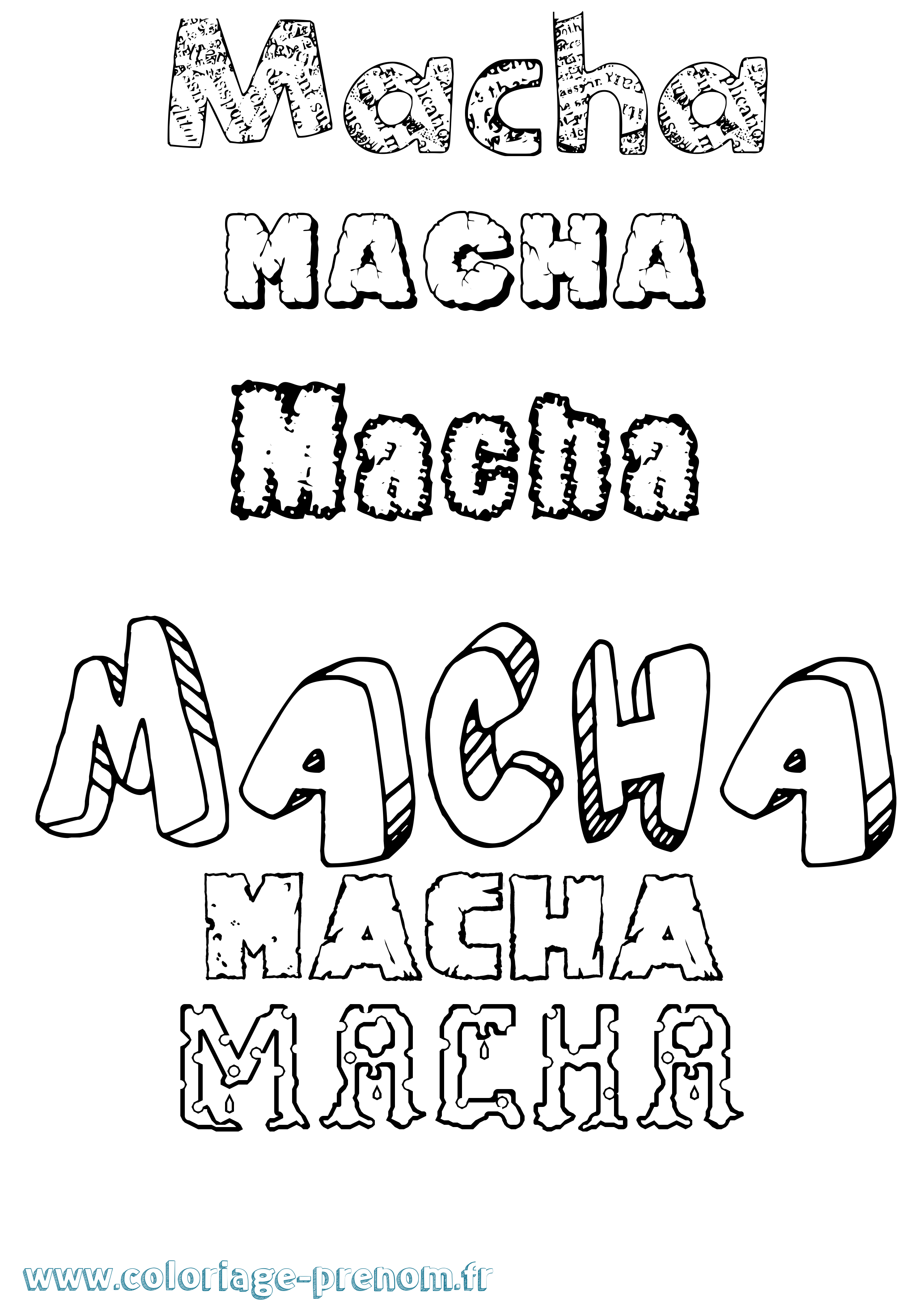 Coloriage Macha Destructuré Coloriage prénom Macha Destructuré