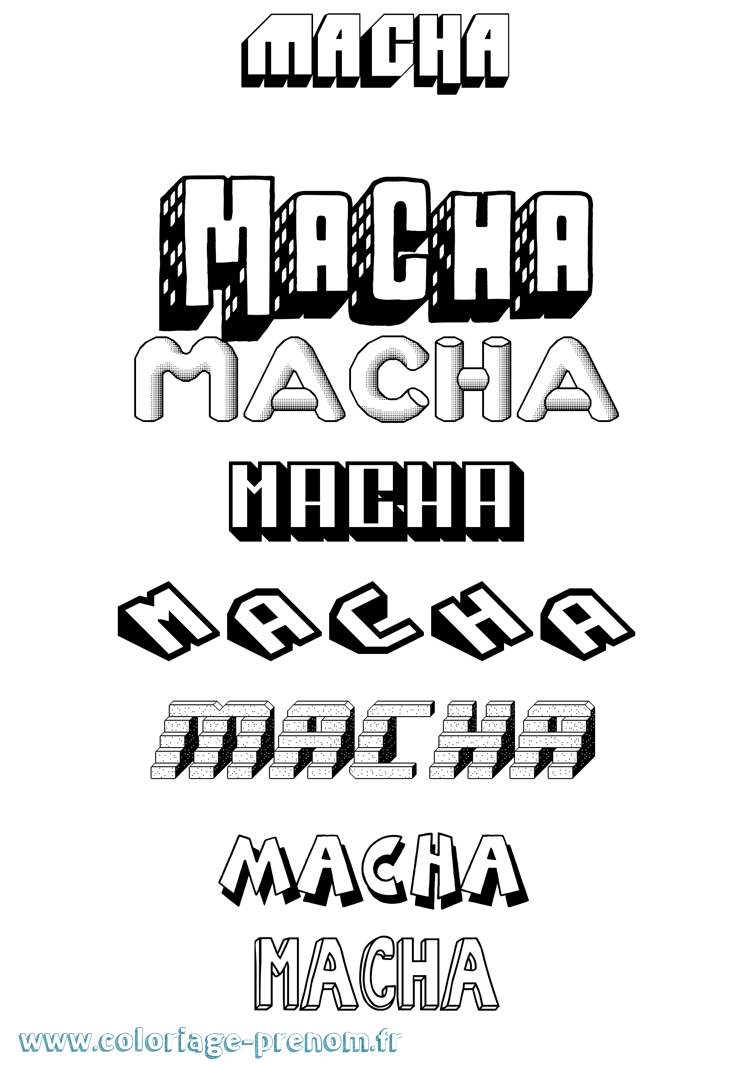 Coloriage prénom Macha Effet 3D