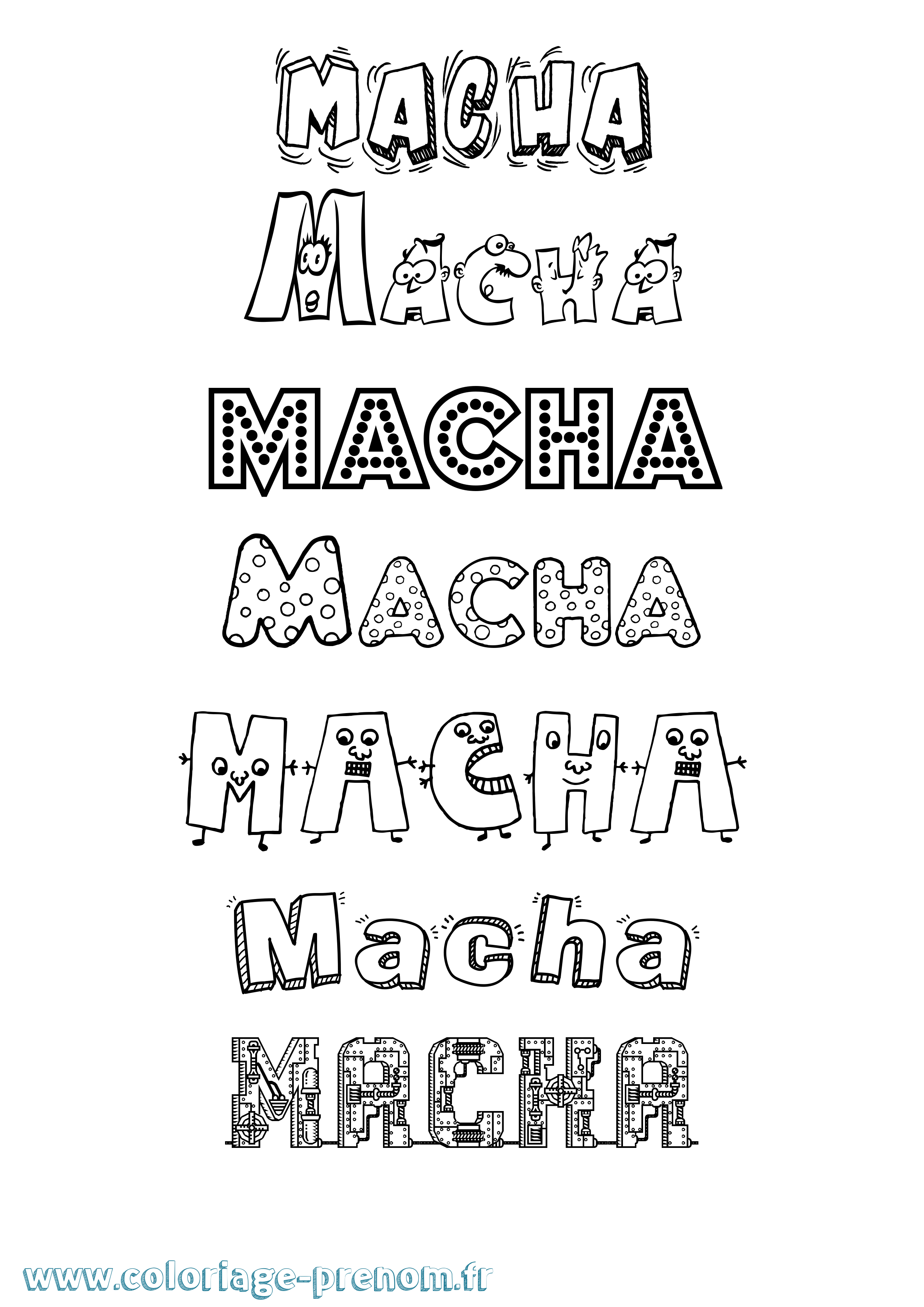Coloriage Macha Fun Coloriage prénom Macha Fun