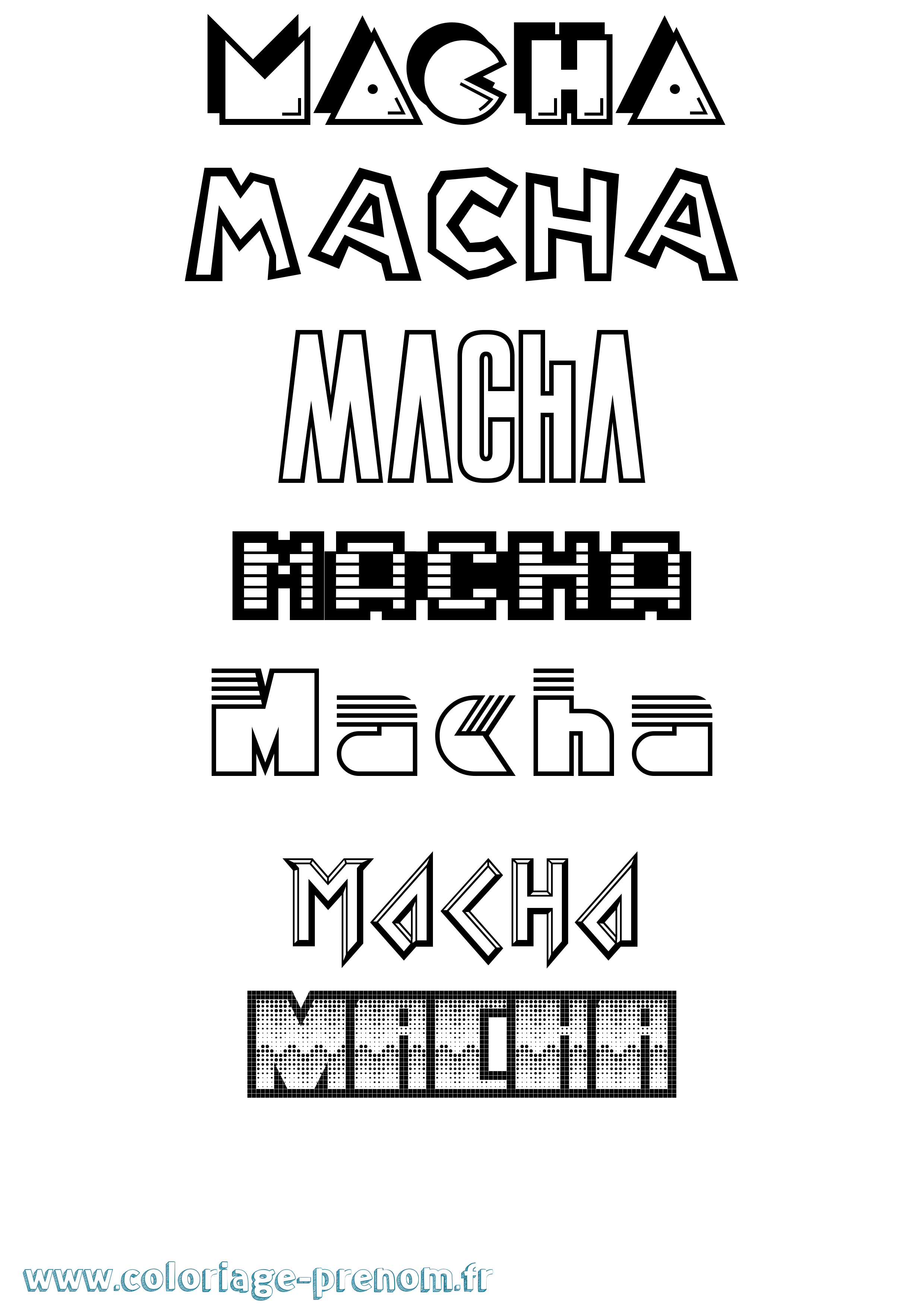 Coloriage prénom Macha Jeux Vidéos