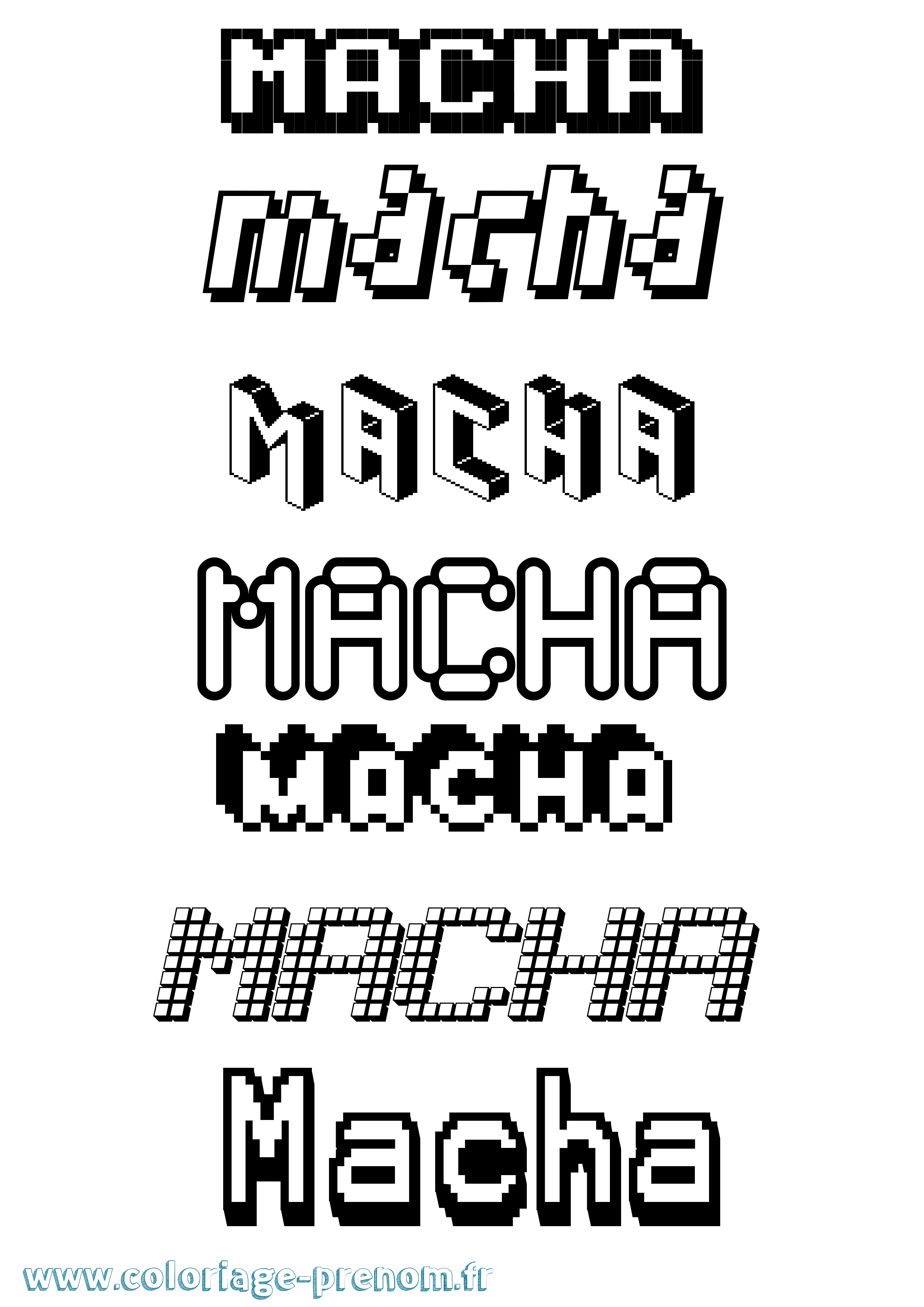 Coloriage Macha Pixel Coloriage prénom Macha Pixel