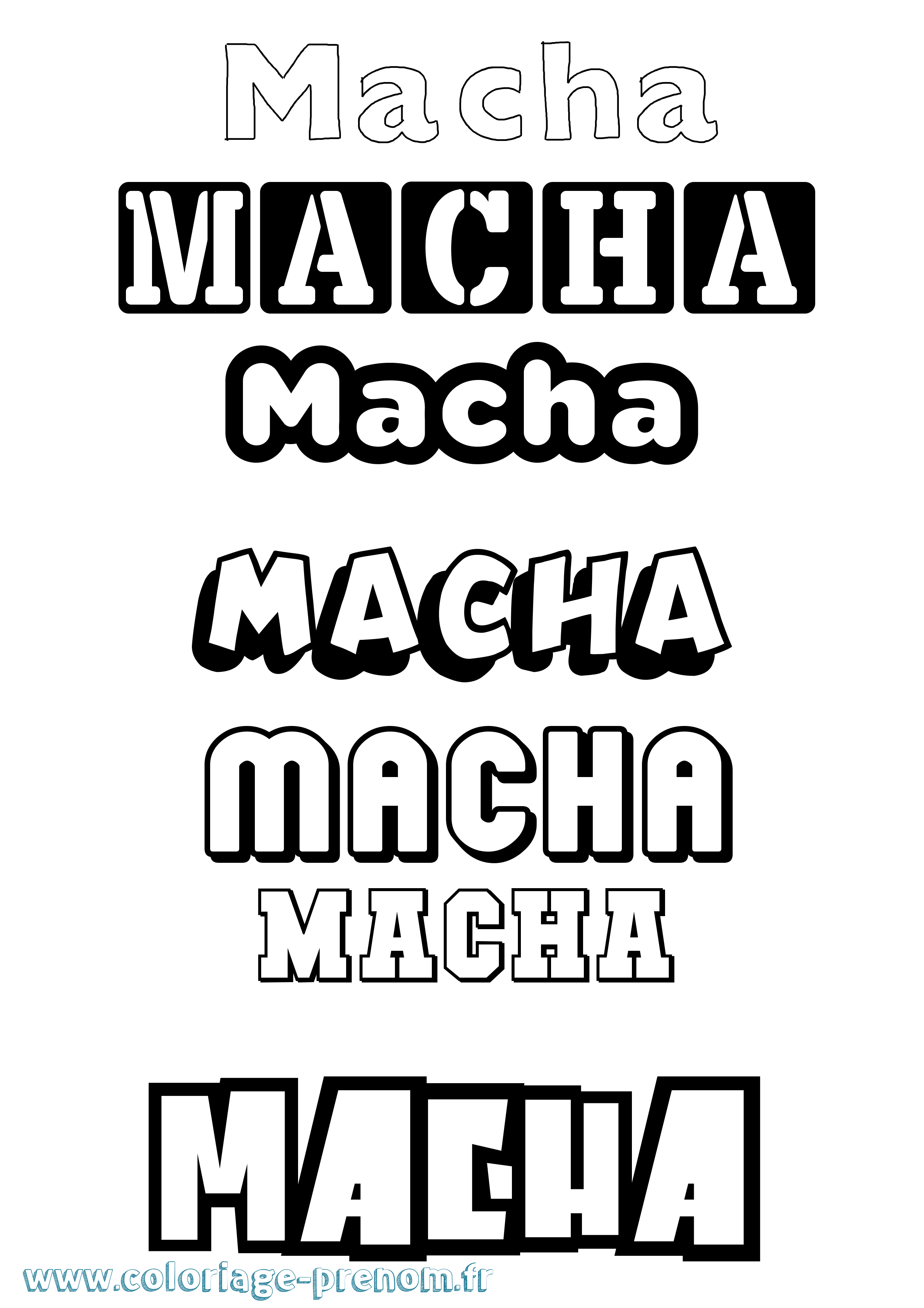 Coloriage prénom Macha Simple