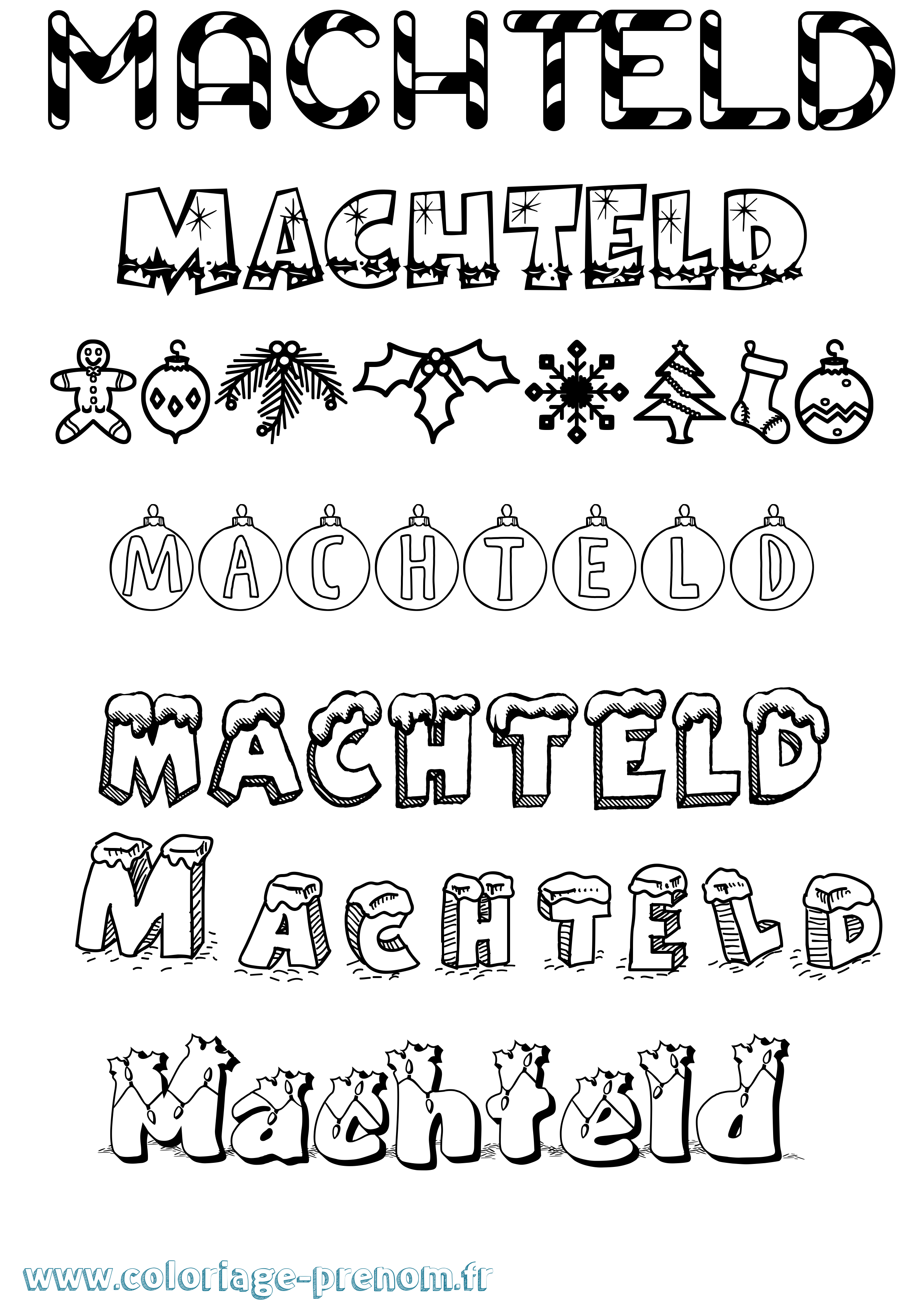 Coloriage Machteld Noël Coloriage prénom Machteld Noël