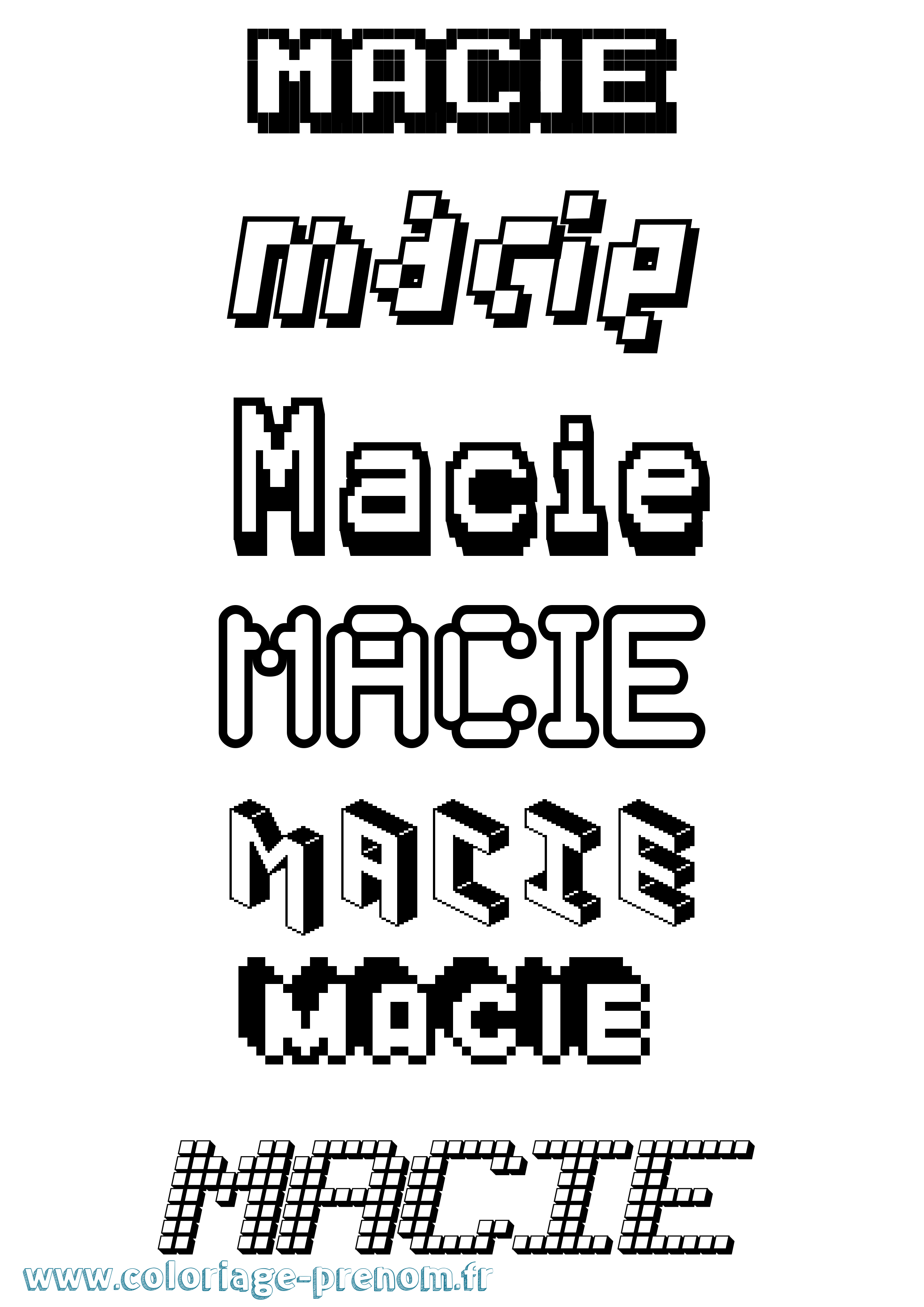 Coloriage prénom Macie Pixel