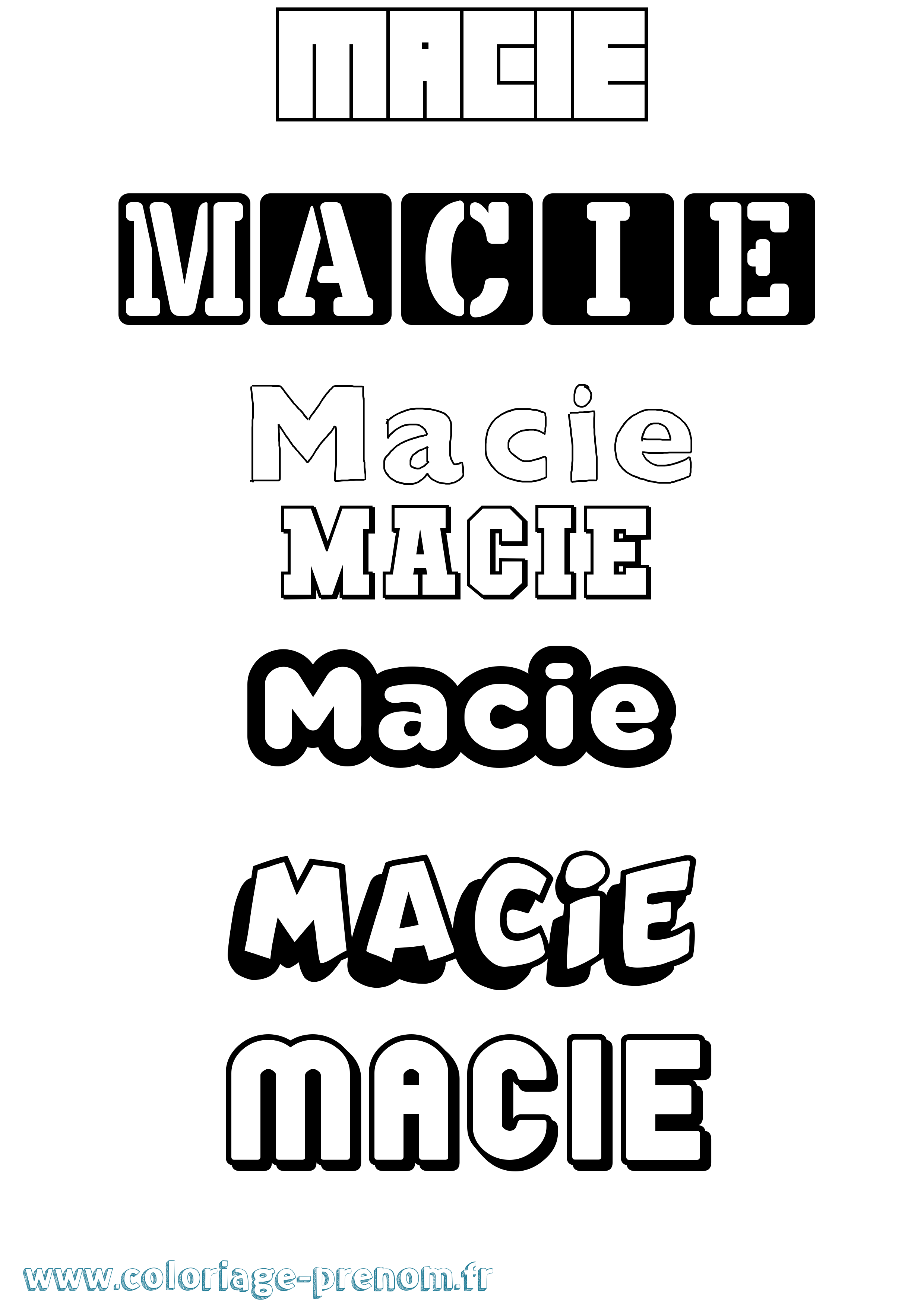 Coloriage prénom Macie Simple