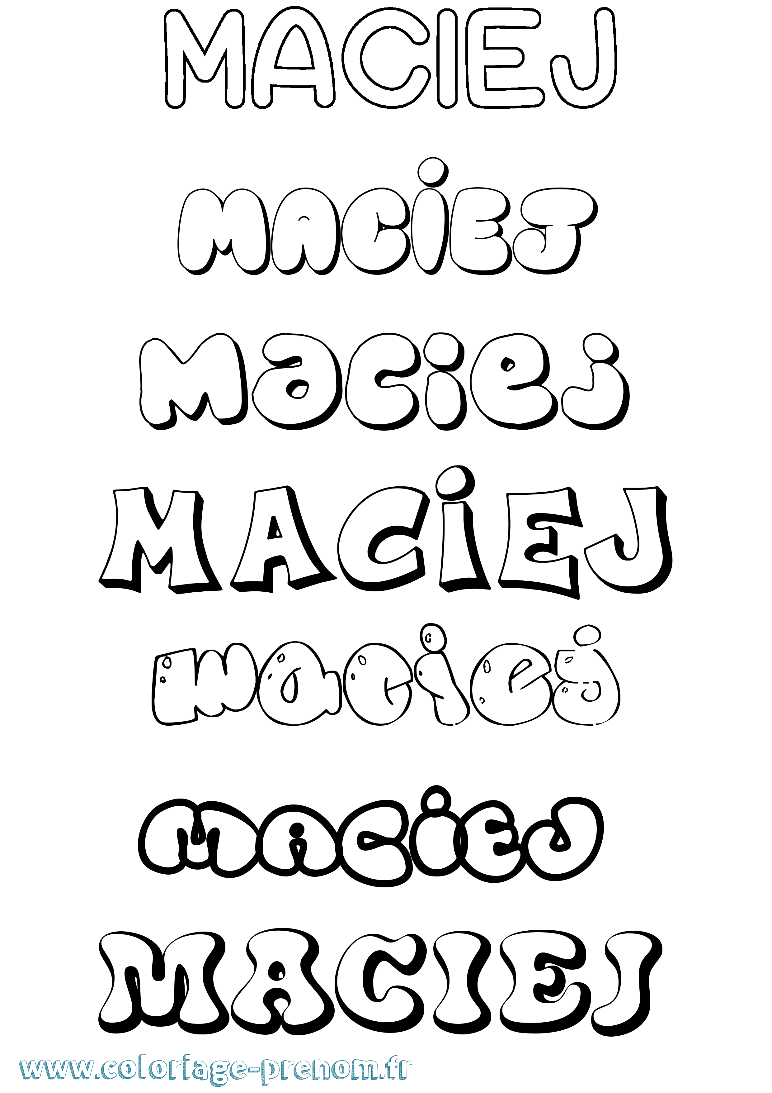 Coloriage Maciej Bubble Coloriage prénom Maciej Bubble