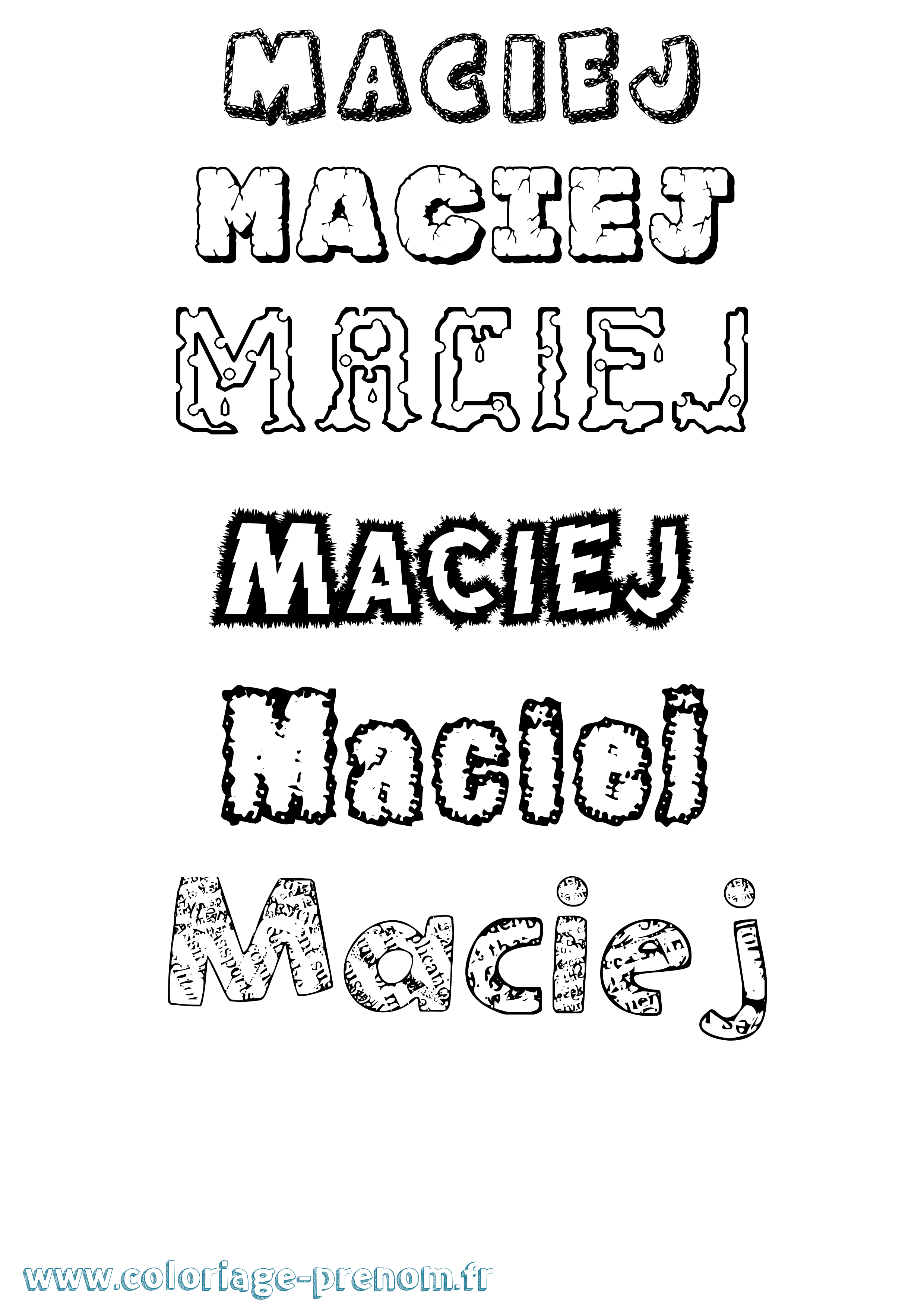 Coloriage Maciej Destructuré Coloriage prénom Maciej Destructuré