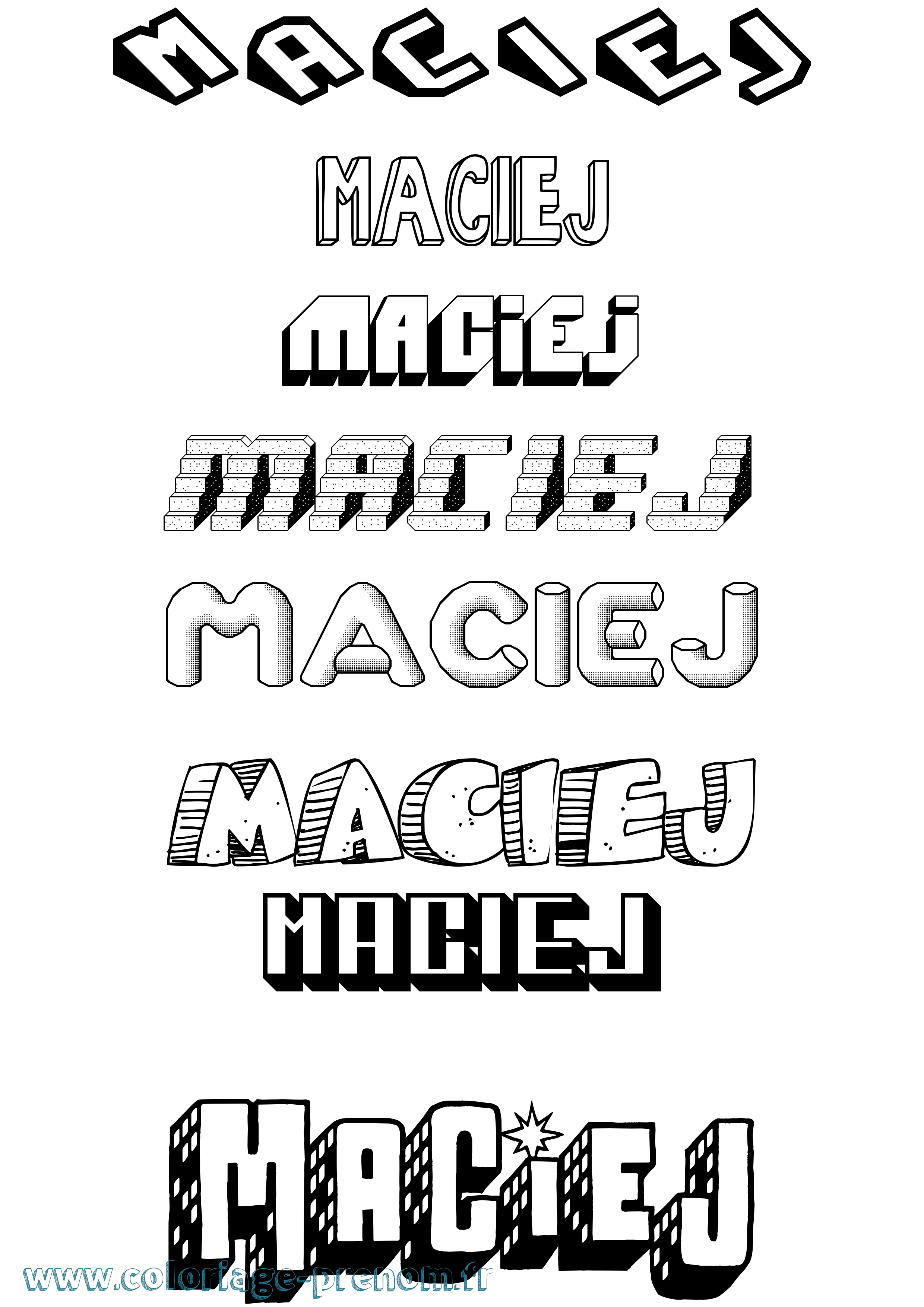Coloriage Maciej Effet 3D Coloriage prénom Maciej Effet 3D
