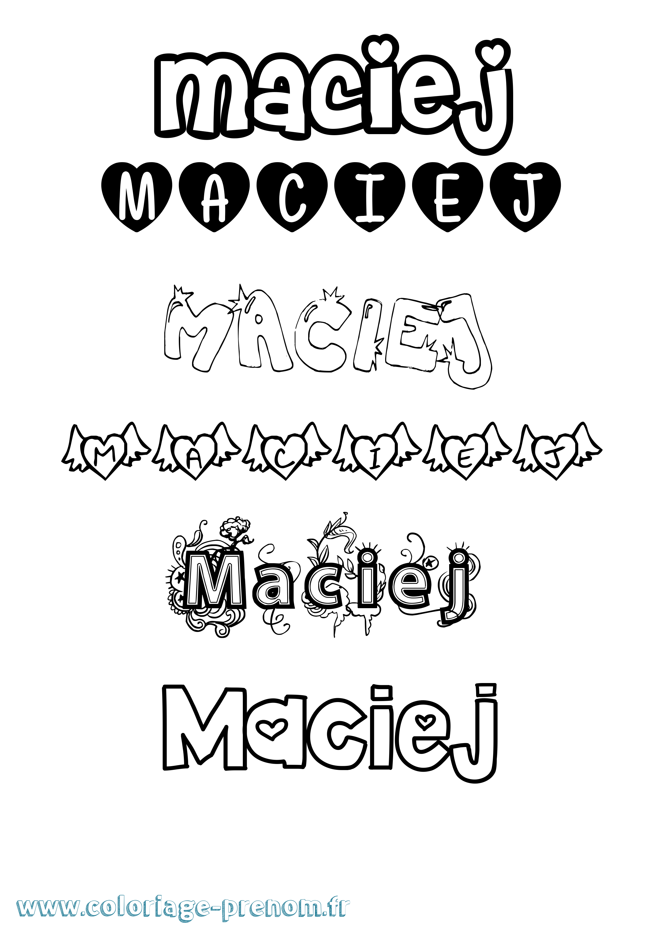 Coloriage Maciej Girly Coloriage prénom Maciej Girly