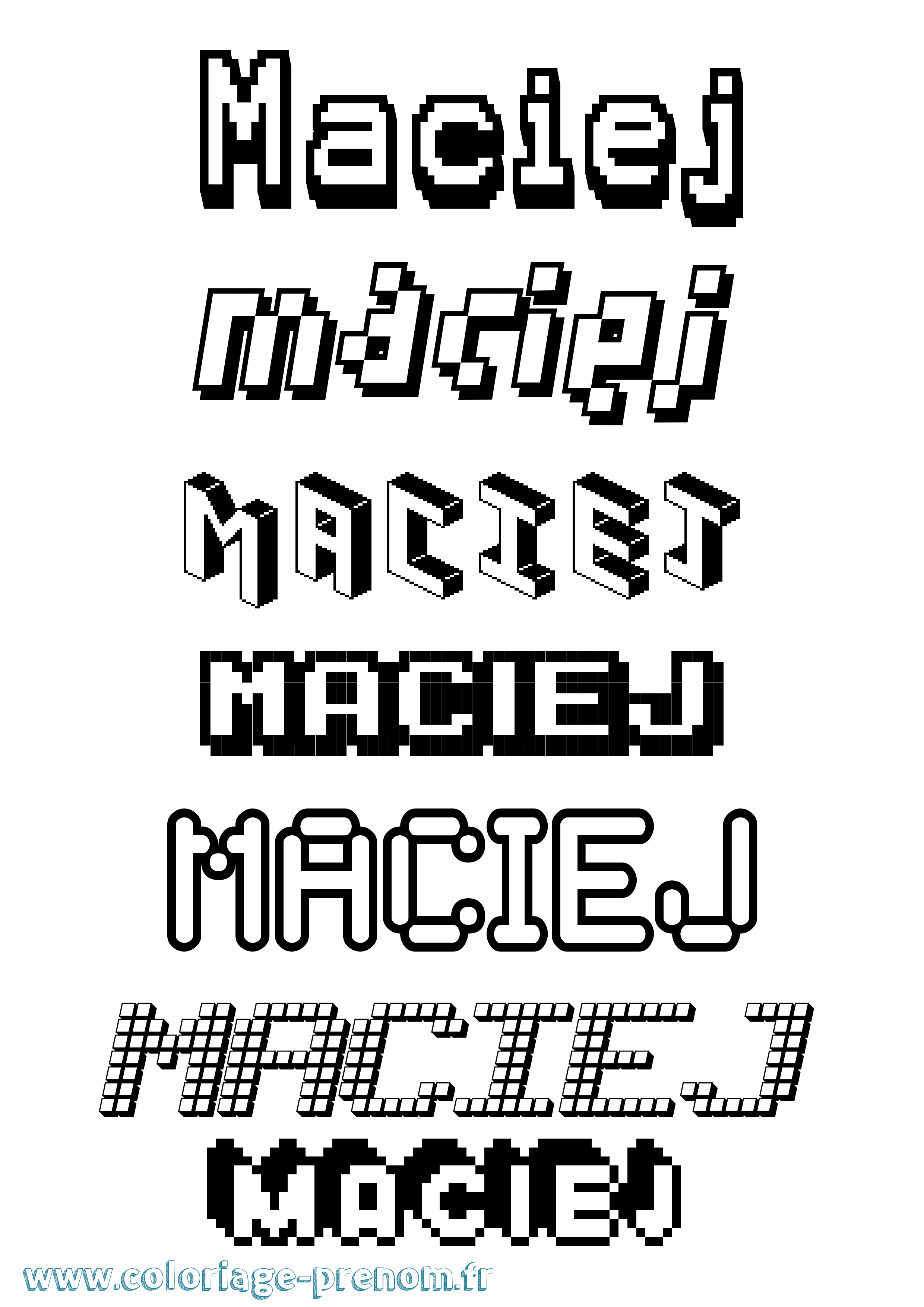 Coloriage Maciej Pixel Coloriage prénom Maciej Pixel