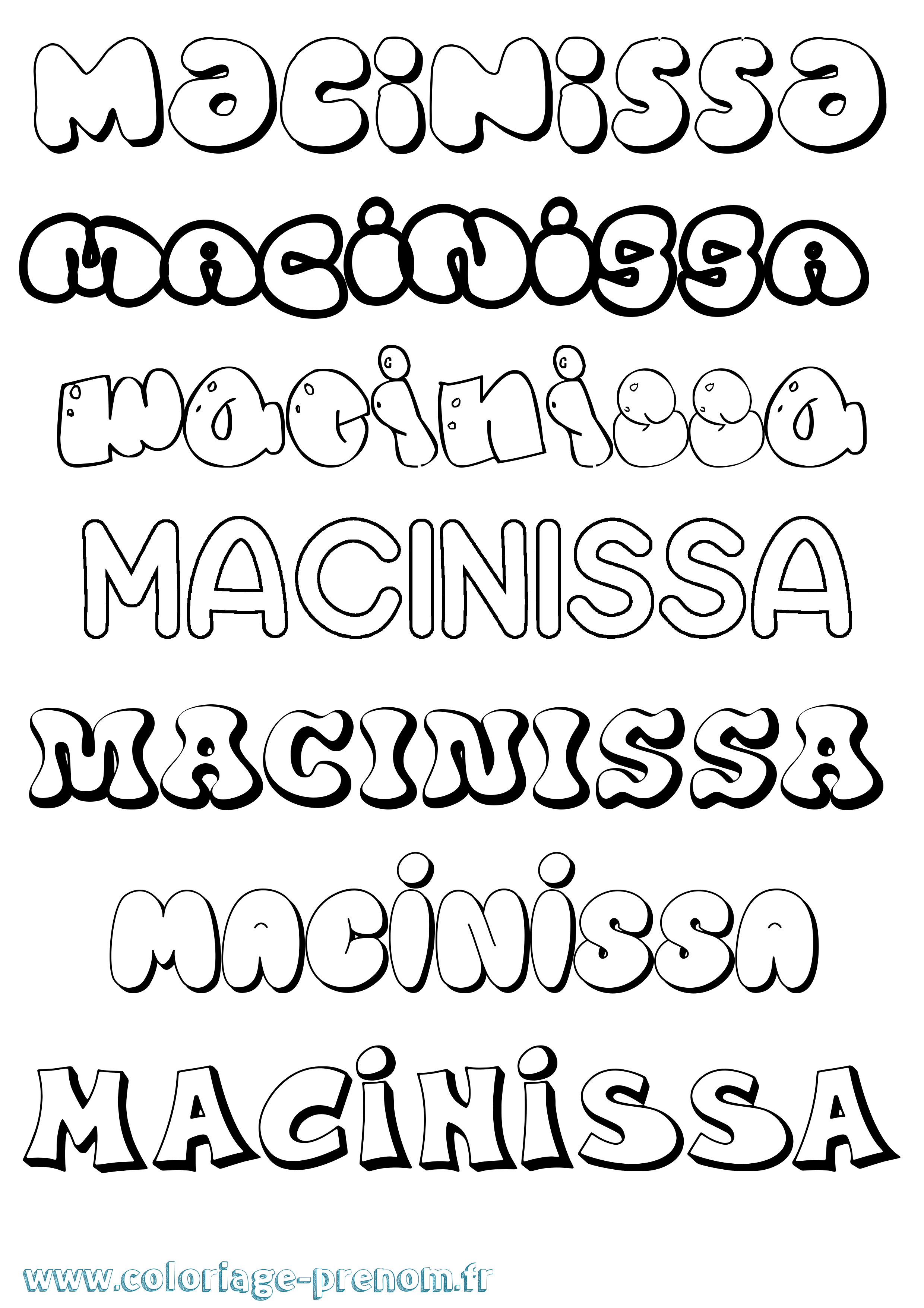 Coloriage prénom Macinissa Bubble