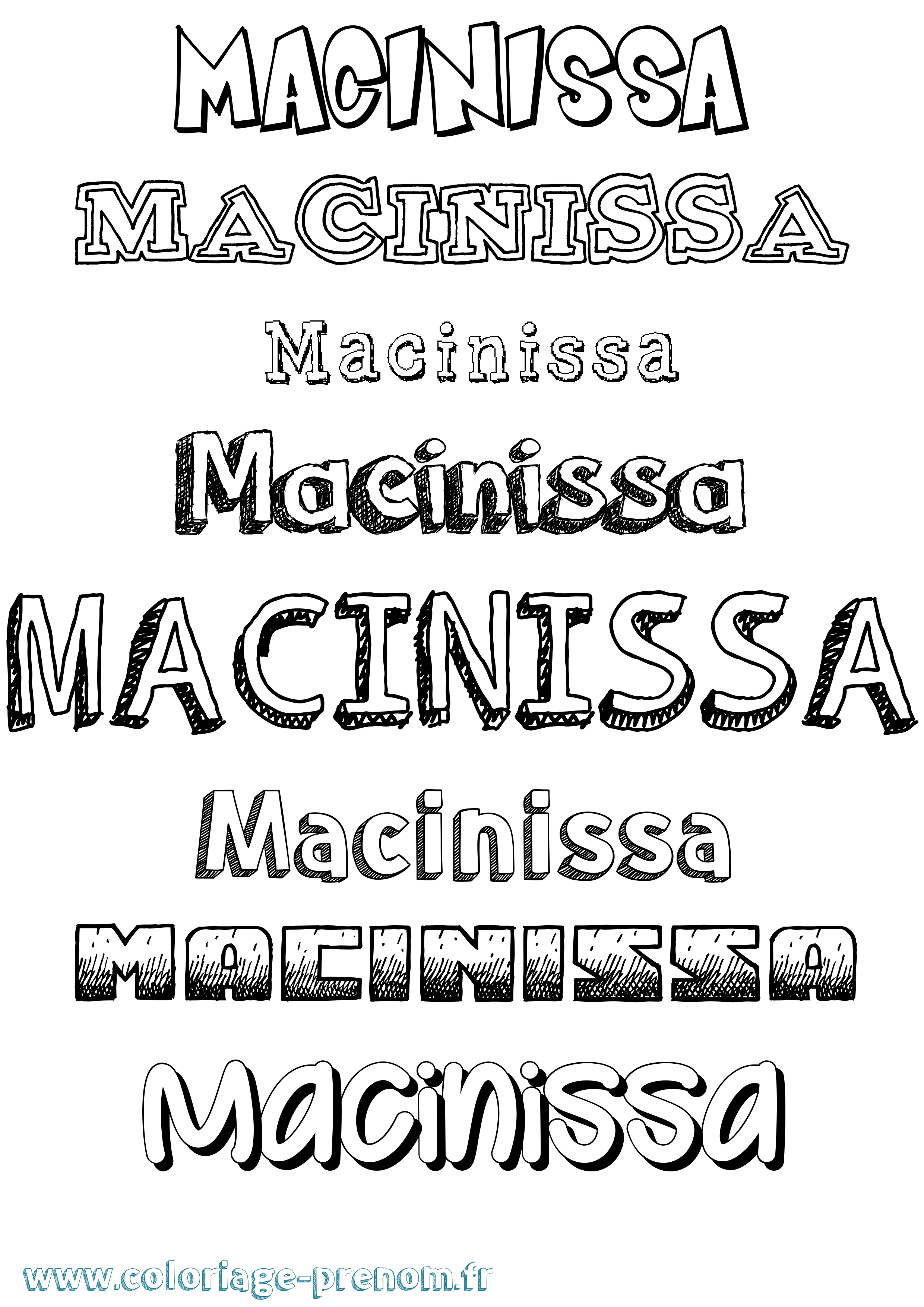 Coloriage prénom Macinissa Dessiné