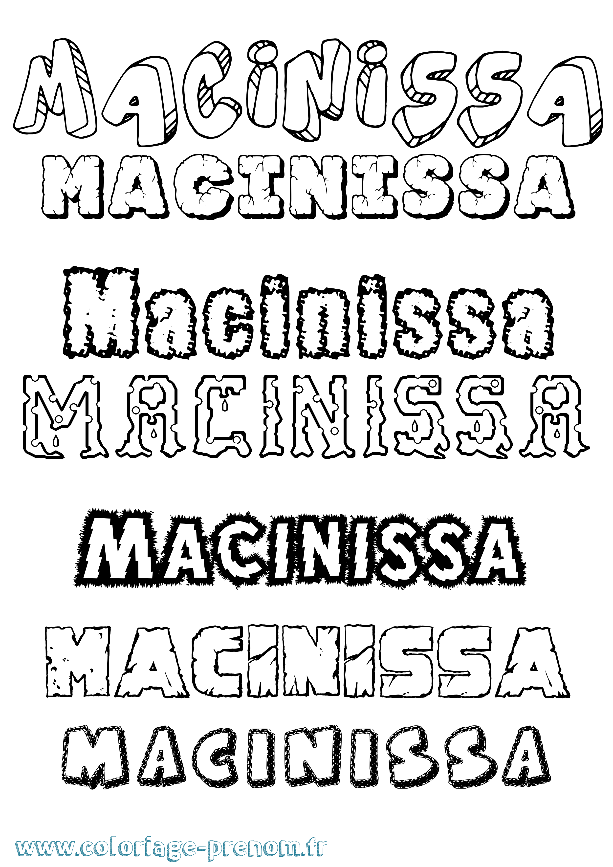 Coloriage prénom Macinissa Destructuré