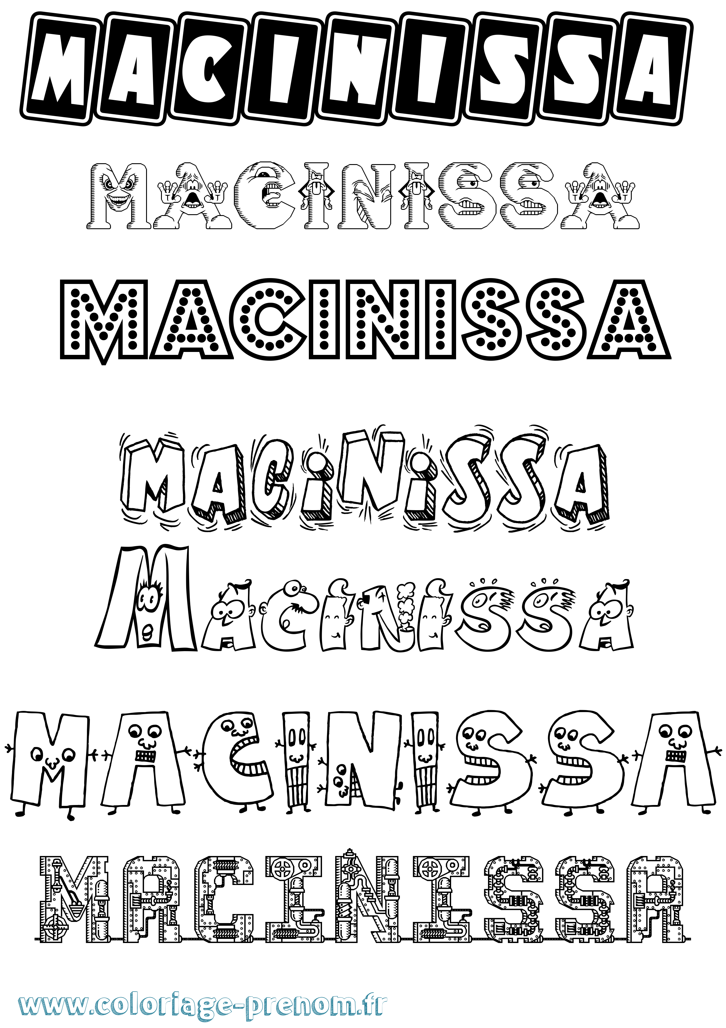 Coloriage prénom Macinissa Fun